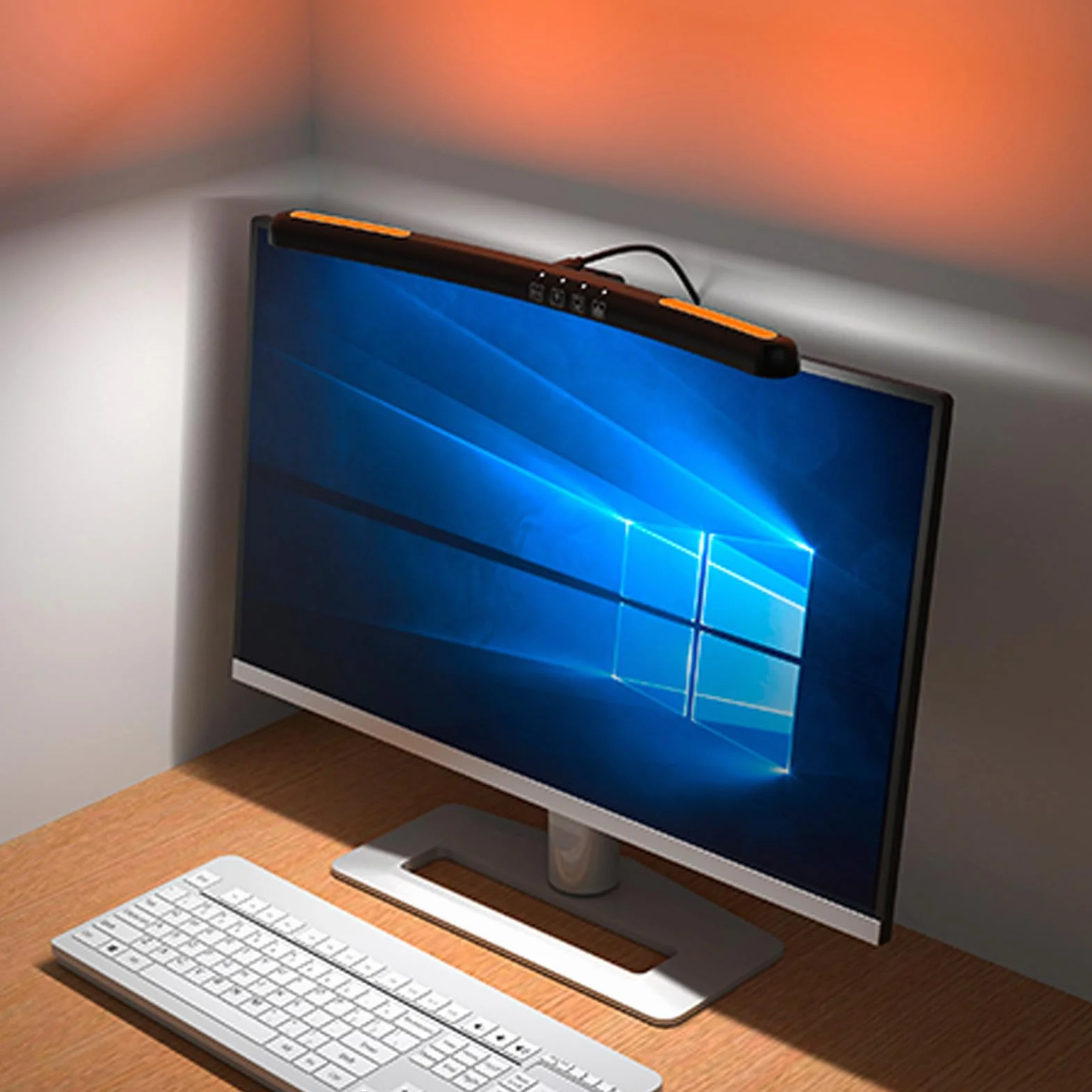 Zakrzywiona Lampa Monitora USB C, Bezstopniowe Przyciemnianie, 3 Temperatury Barwowe, Sterowanie Dotykowe, Asymetryczne Źródło Światła