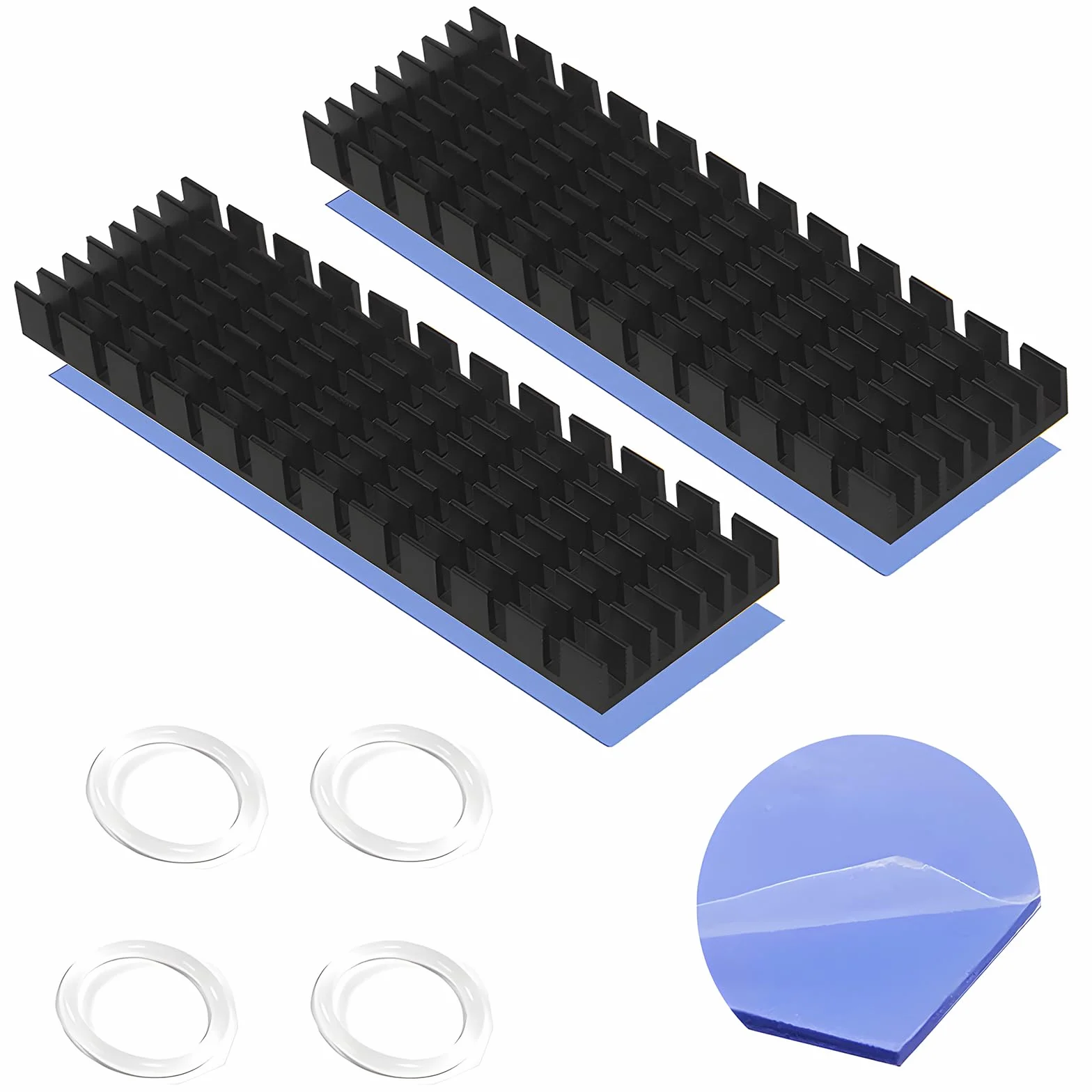 Aluminiowy radiator, CTRICALVER M.2 SSD termoprzewodząca folia samoprzylepna do zapobiegania ucieczce procesora obwód termiczny (2 sztuki, czarny)