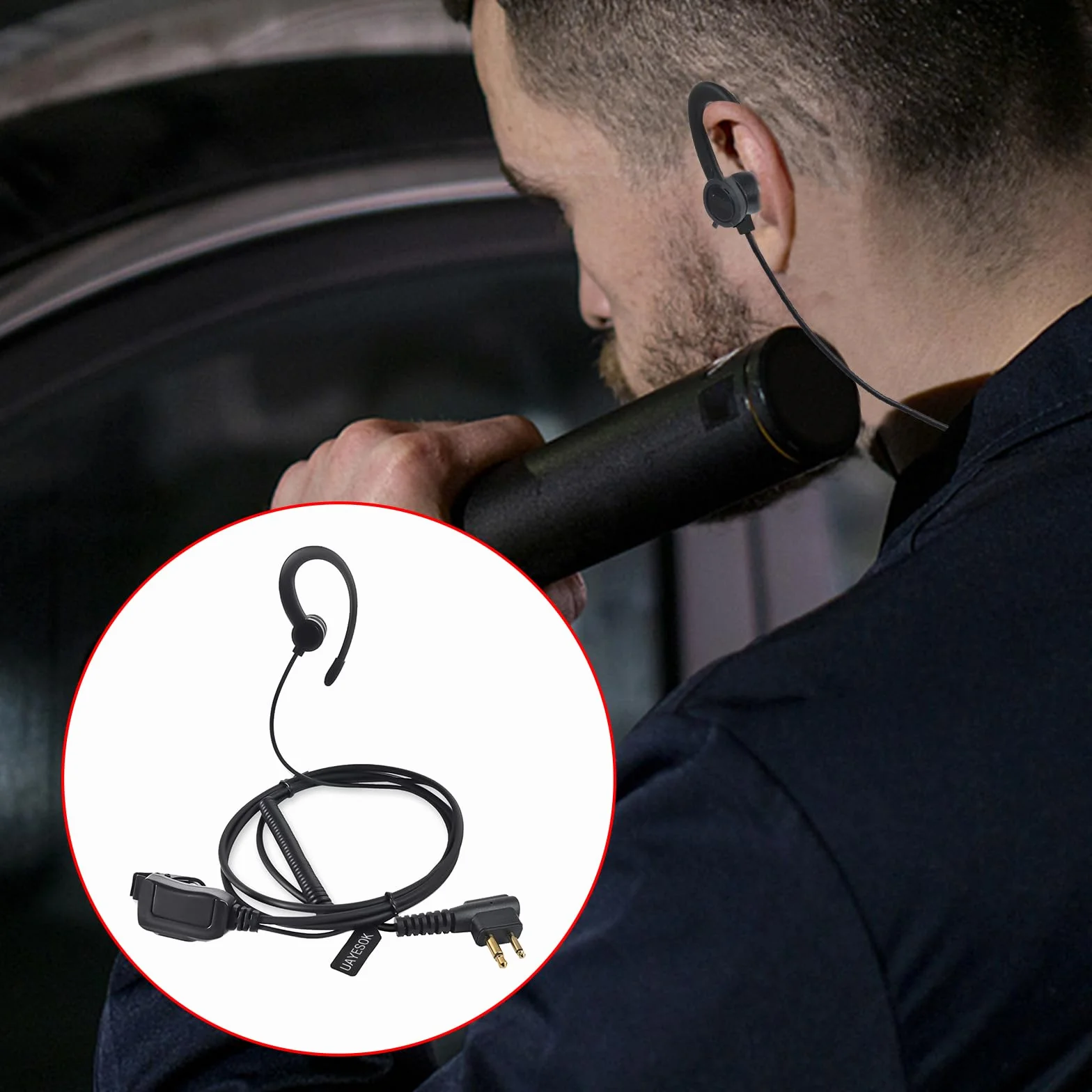 UAYESOK Słuchawki Walkie Talkie, G-Shape Bodyguard Security Radio słuchawka 2-pinowa z mikrofonem PTT i słuchawkami dousznymi do radia dwukierunkowego Motorola CP040 DP1400 GP300 XT420 XT460 Hytera