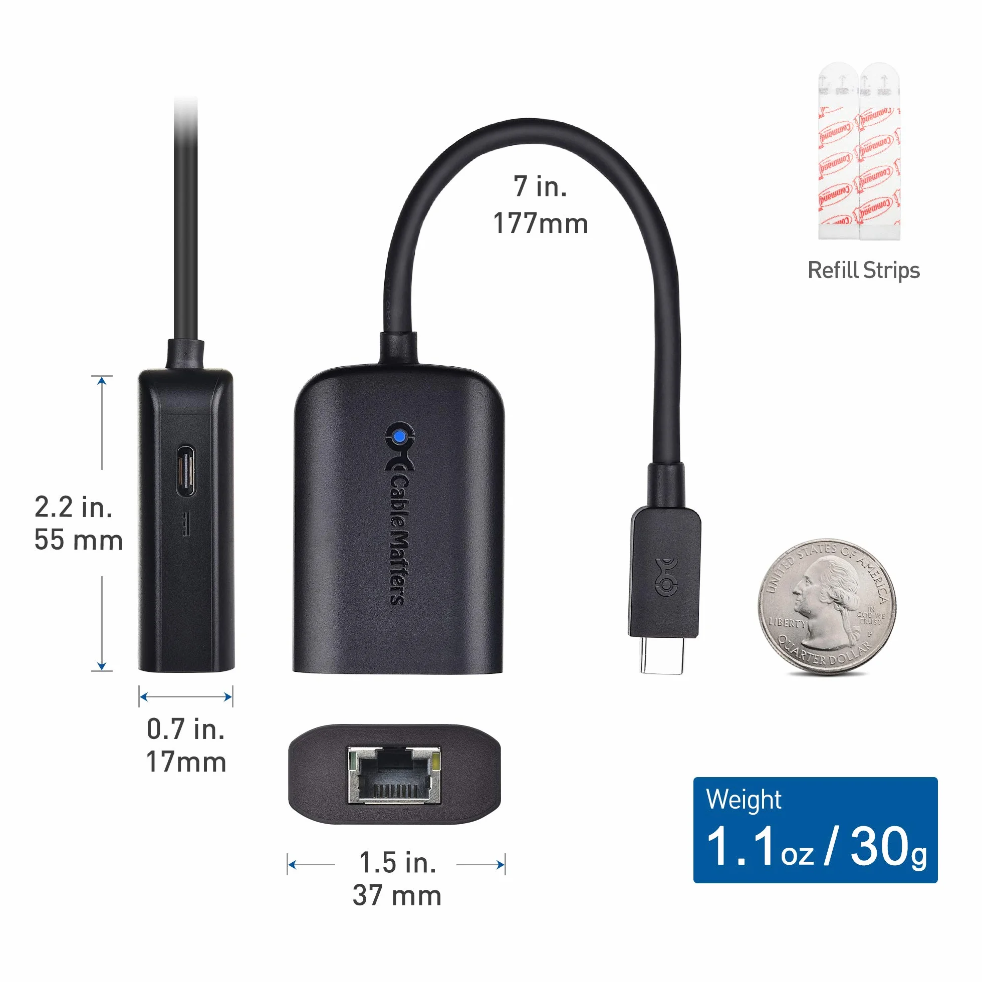 Cable Matters Adapter USB C do Gigabit Ethernet 100 W 480 Mb/s dla Chromecasta z Google TV 2020