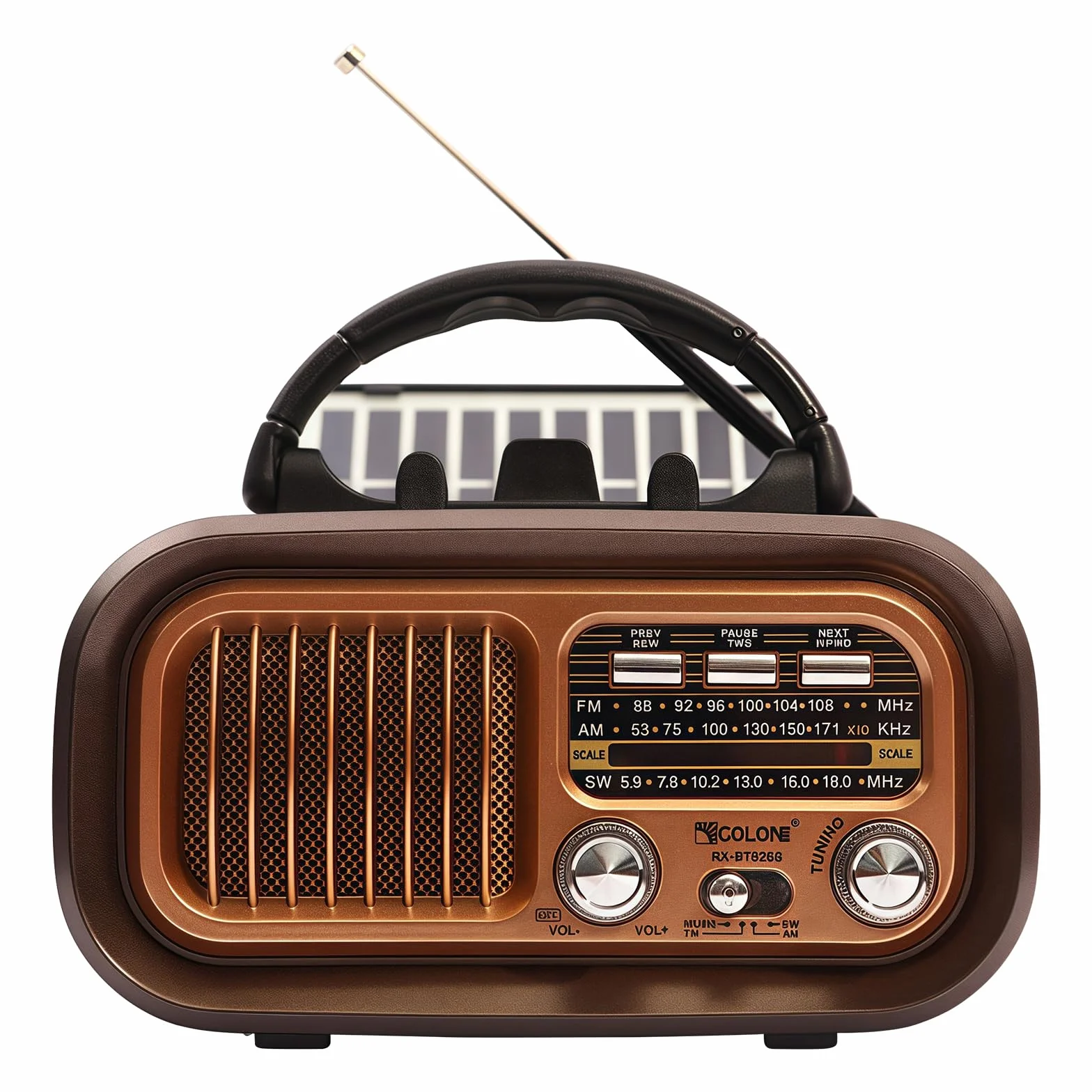 Radio retro z Bluetooth: radio AM/FM/SW, nostalgiczne radio Ra dio z funkcją ładowania solarnego + głośnik 5 W, przenośny system multimedialny do domu, na zewnątrz, na kemping i w sytuacjach
