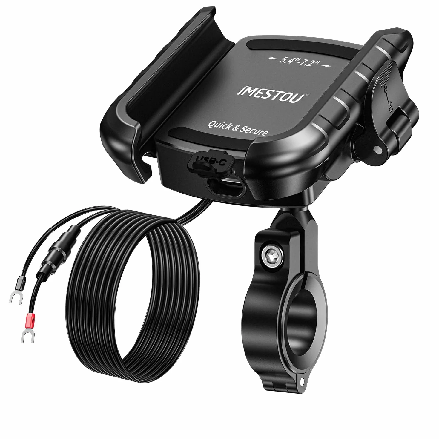 iMESTOU Aluminiowa ładowarka motocyklowa USB C szybkie ładowanie do telefonu, kompatybilna z grubością do 15 mm, pasuje do kierownicy 12-32 mm