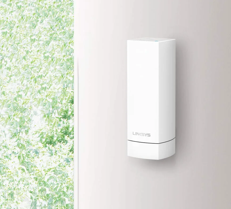 Uchwyt ścienny Linksys Velop WHA0301 – uchwyt do routera systemu WLAN Wi-Fi Velop – do węzłów trójpasmowych i dwupasmowych – 1 szt., biały