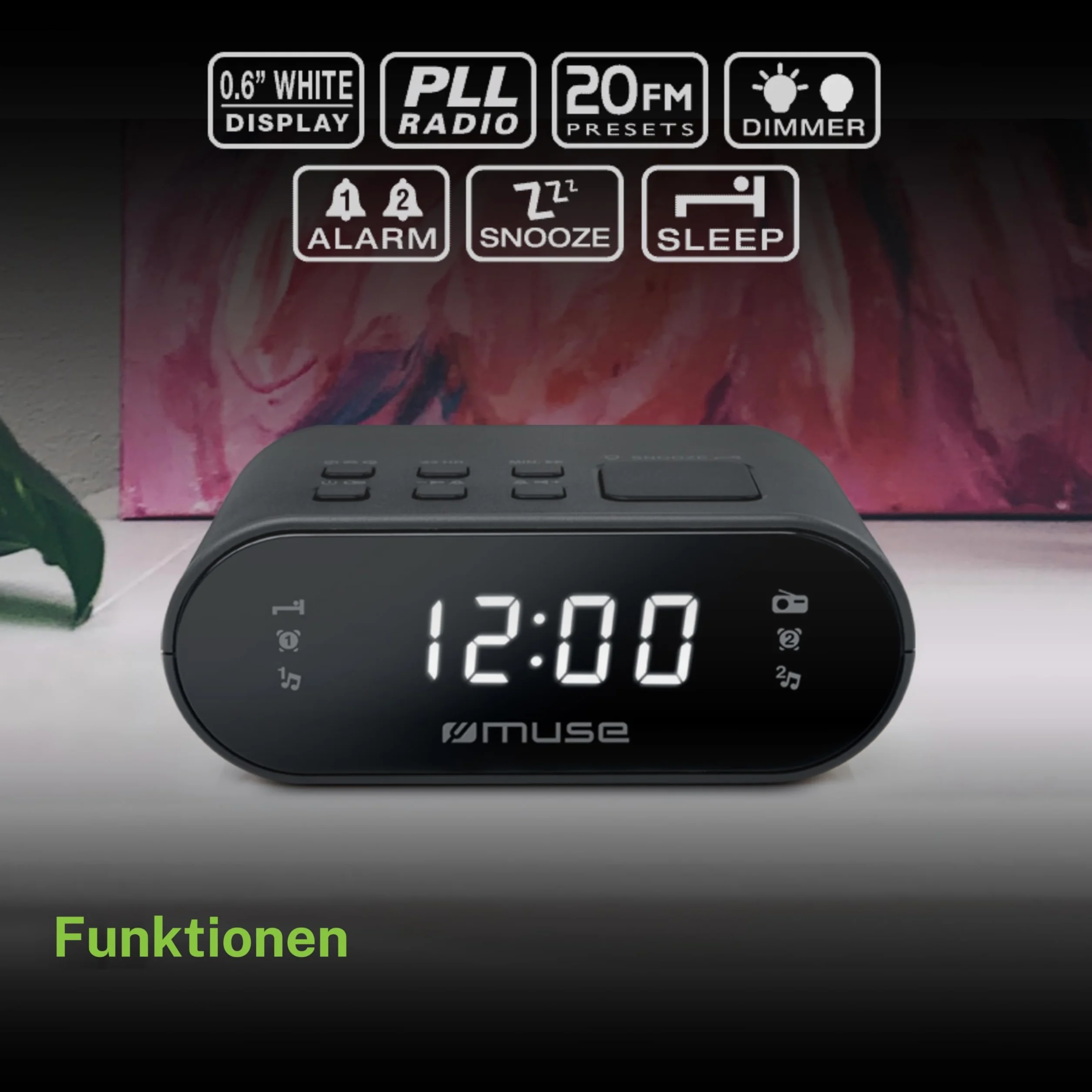 Radiobudzik MUSE M-10 CR Czarny