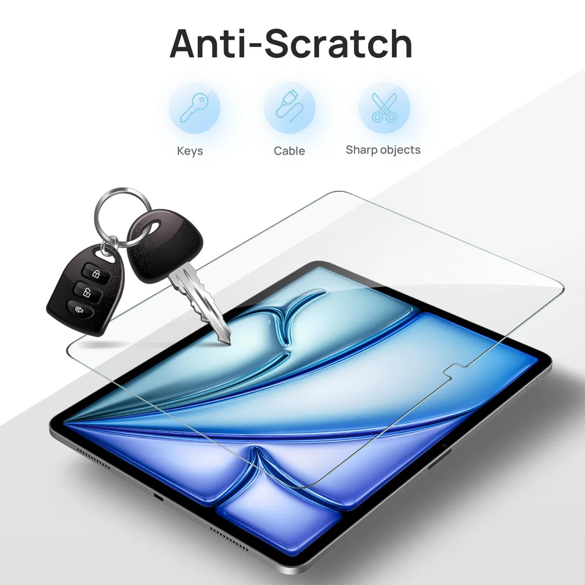 Gerutek Ochraniacz ekranu do iPada Air 27.9 cm (M3) 2025/ (M2) 2024 Premium [łatwa ramka montażowa] [szkło hartowane] [odporne na zarysowania] [twardość 9H] do iPada Air 27.9 cm folia ochronna na