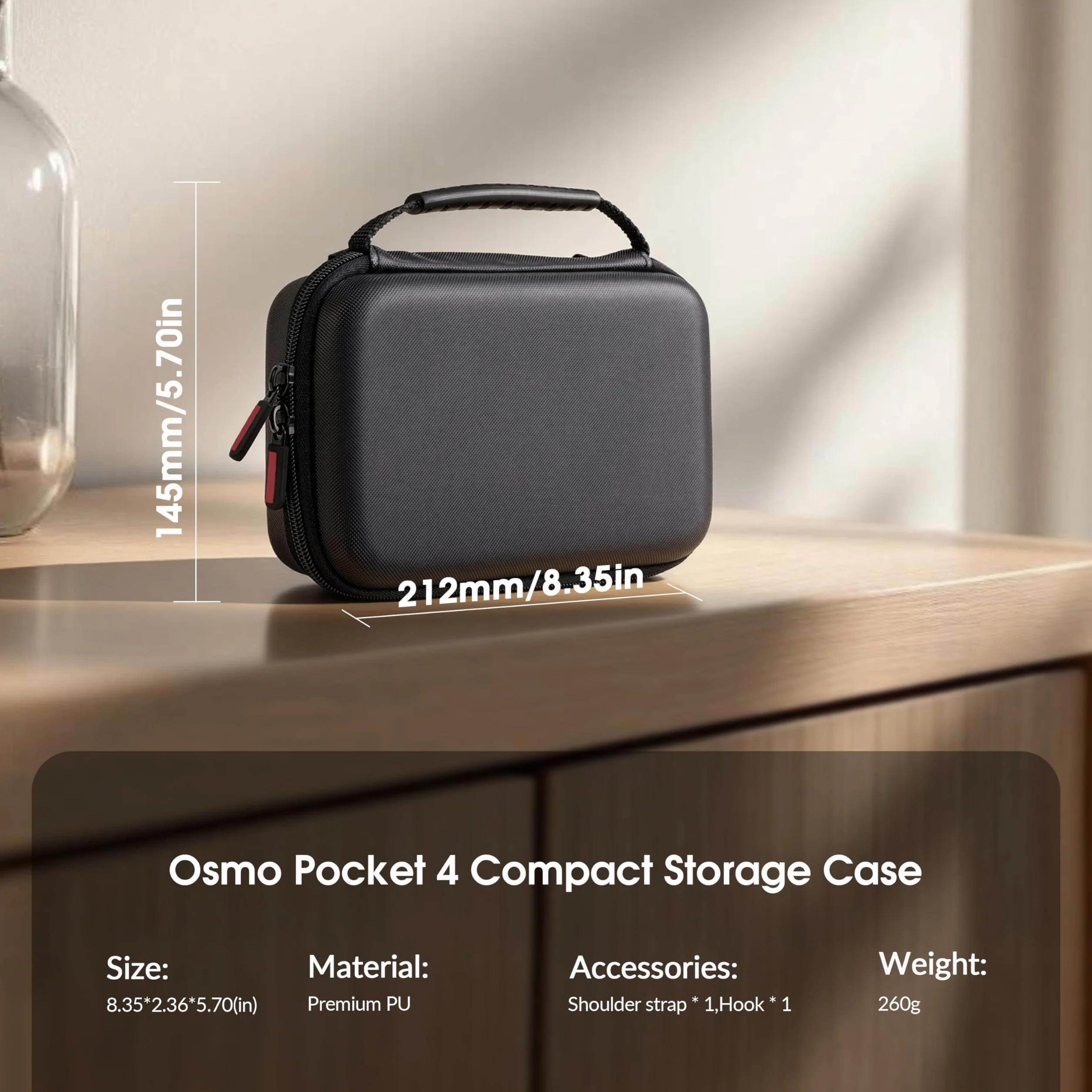 STARTRC PHOTO Osmo Pocket 4 kieszenie, gotowa do noszenia torba ochronna z poliuretanu (PU) na akcesoria DJI Pocket 4 Creator Combo, idealna w podróży, podczas vlogowania i oglądania filmów na świeżym