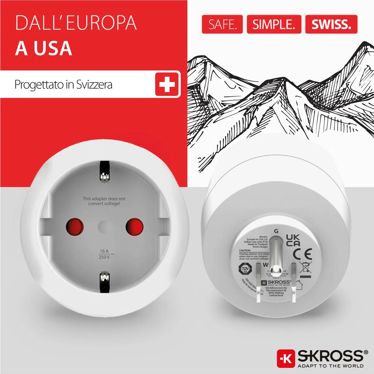 Skross Zasilacz sieciowy Adapter podróżny z Europy do USA