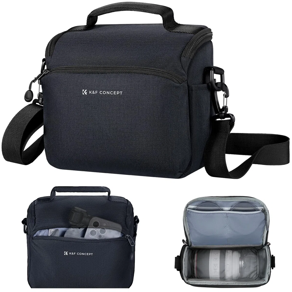 K&F Concept Plecak na aparat, torba na ramię, torby fotograficzne, prostokątne etui kompatybilne z plecakiem dronowym, Niebieski czarny, Plecaki typu Sling