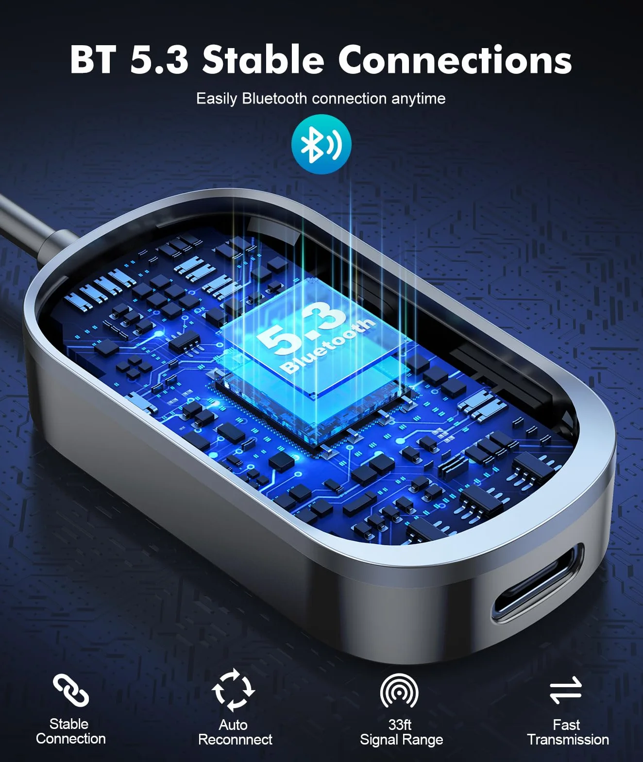 Mohard Bluetooth 5.3 Audio Adapter, Nadajnik Odbiornik AUX 3.5mm Jack do Samochodu Domu