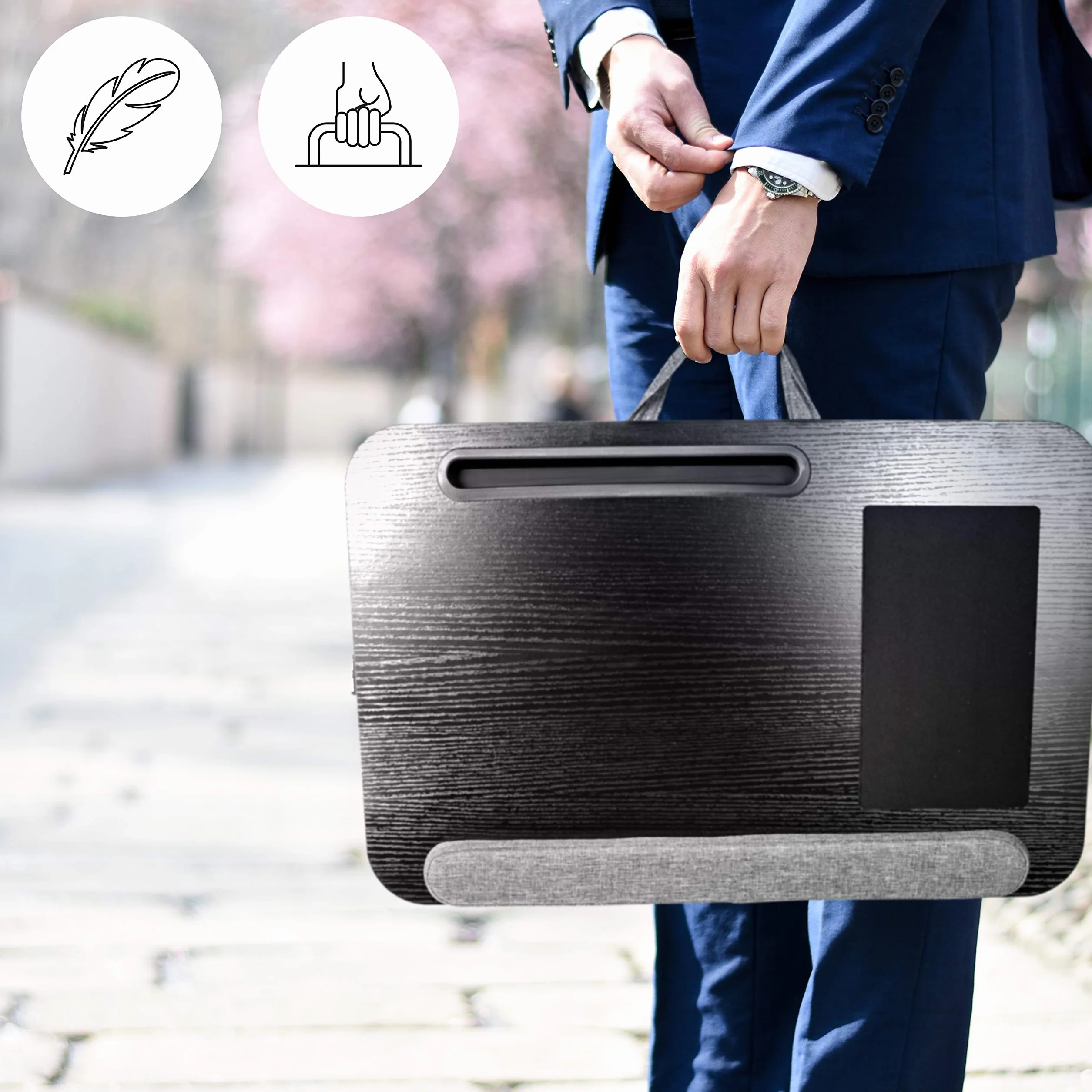Duronic DML433 Podkładka pod laptopa z poduszką na kolana, podkładka pod myszkę, podstawka pod nadgarstek, mobilny stolik pod laptopa