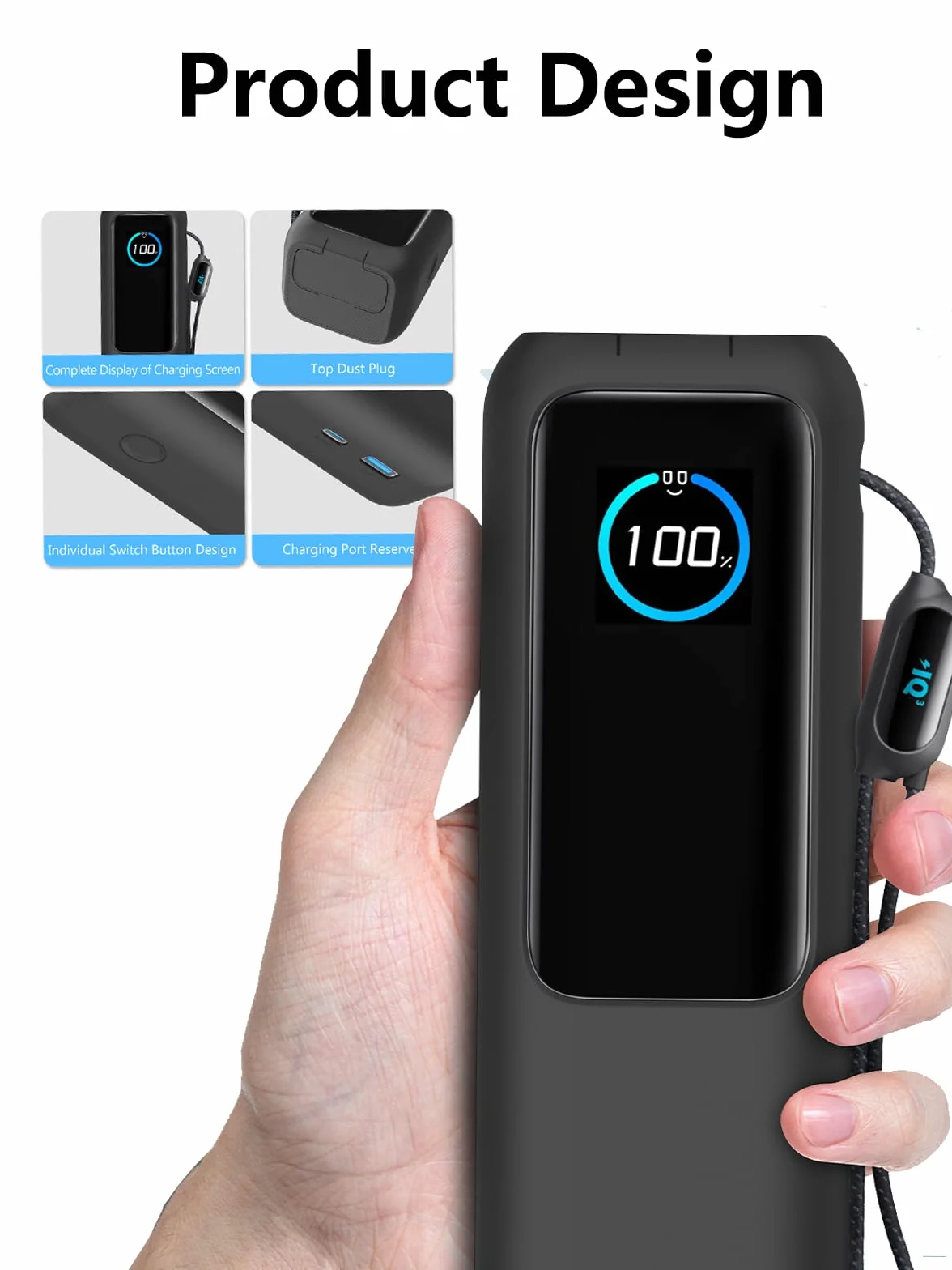 Silikonowe etui ochronne do laptopa Anker Power Bank 165 W (25000 mAh) - odporne na wstrząsy, odporne na zarysowania, antypoślizgowa konstrukcja, zmywalne, wygodne do trzymania, czarne