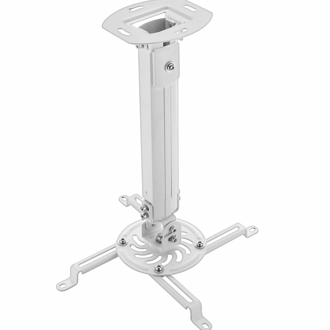 deleyCON Uniwersalny Uchwyt do Projektora Uchwyt Sufitowy +-15° Odchylany - Możliwość Obrotu o 360 - do 13,5 kg - Regulowana Wysokość 380-580 mm - Prowadnica Kabla - Biały