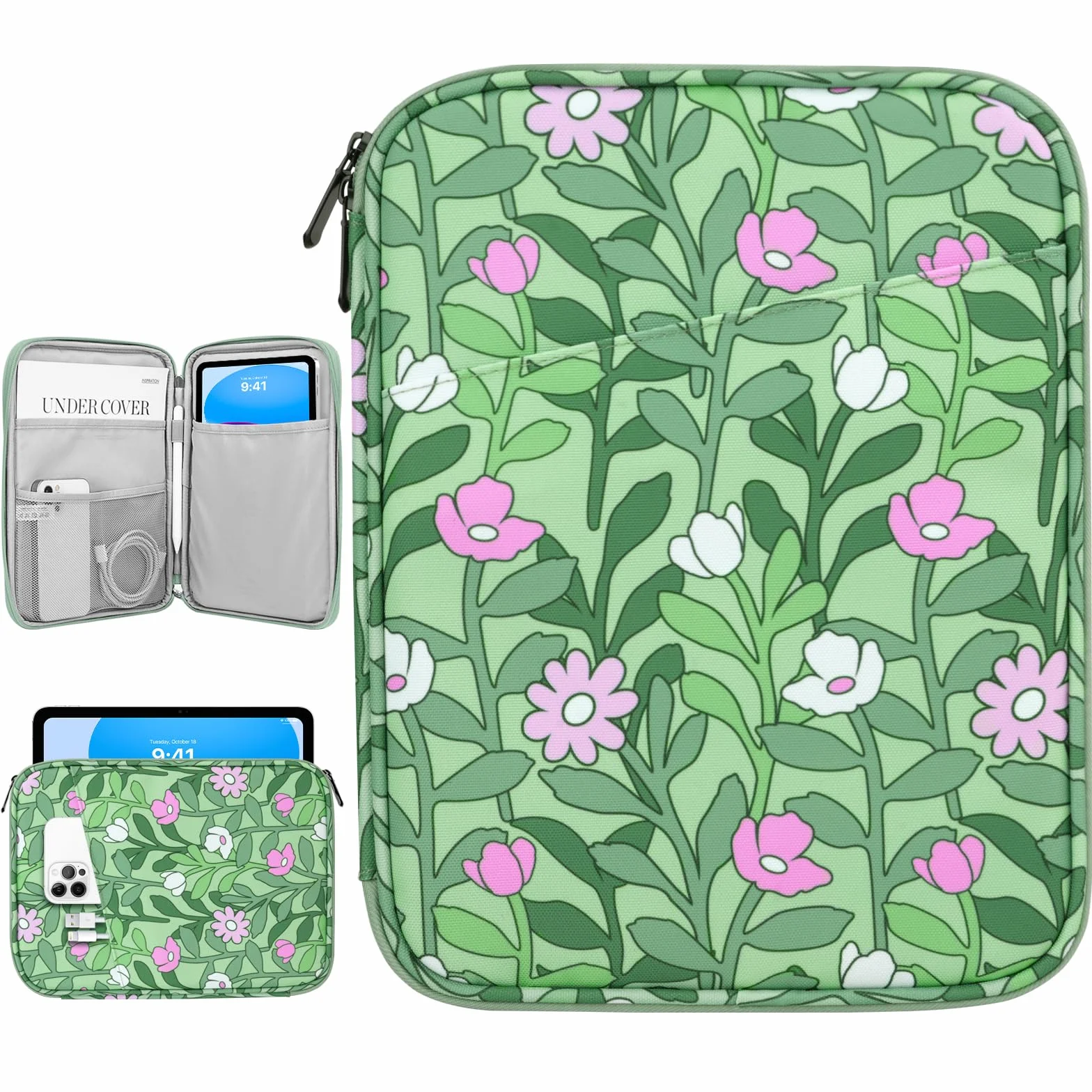 Dadanism 9-11 Inch Tablet Sleeve fits iPad 10.2 2021-2019, iPad Pro 11 2021-2018, iPad Air 4 10.9 2020, Galaxy Tab A8 10.5 2022, Tab A7/S6 Lite 10.4 2020 Tablet Protective Sleeve Bag, Papaver Rhoeas