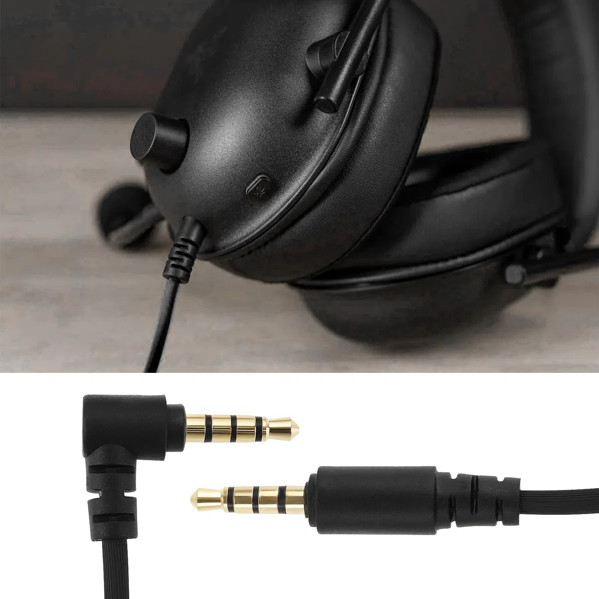 Create idea 1 x wygięty kabel audio 3,5 mm do gniazda 3,5 mm, kompatybilny z Razer BlackShark V2 Pro, kompatybilny ze słuchawkami do gier Razer Nari Ultimated 7.1 z dźwiękiem przestrzennym