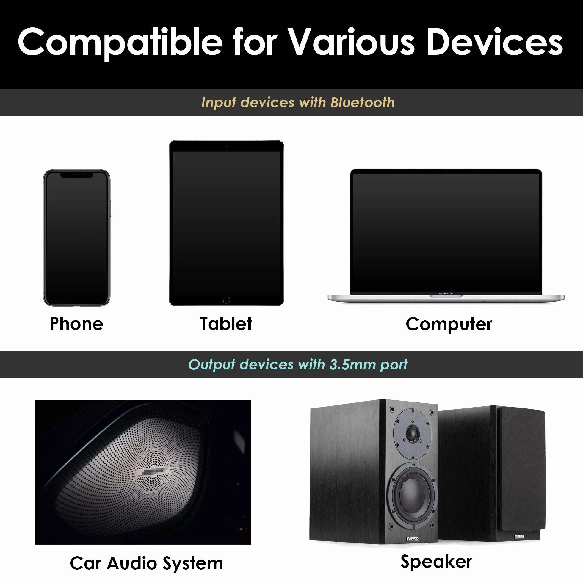 PALOVUE Adapter Bluetooth USB 3,5 mm do samochodu stereo z mikrofonem