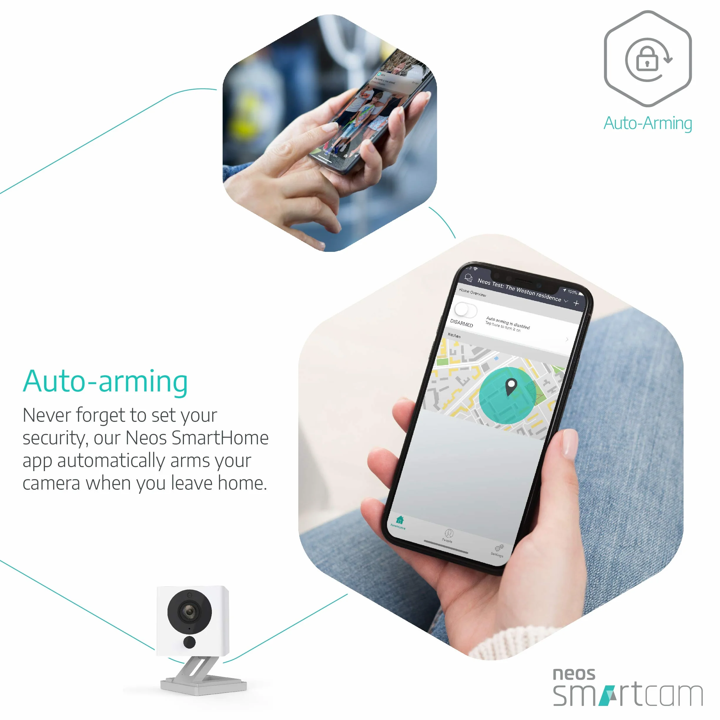 Neos SmartCam kamera bezpieczeństwa Wi-Fi SmartHome, współpracuje z Alexa, wideo HD 1080P, noktowizor, 2-drożny dźwięk, bezpłatne przechowywanie w chmurze, obsługa Wielkiej Brytanii, biała, pojedyncze