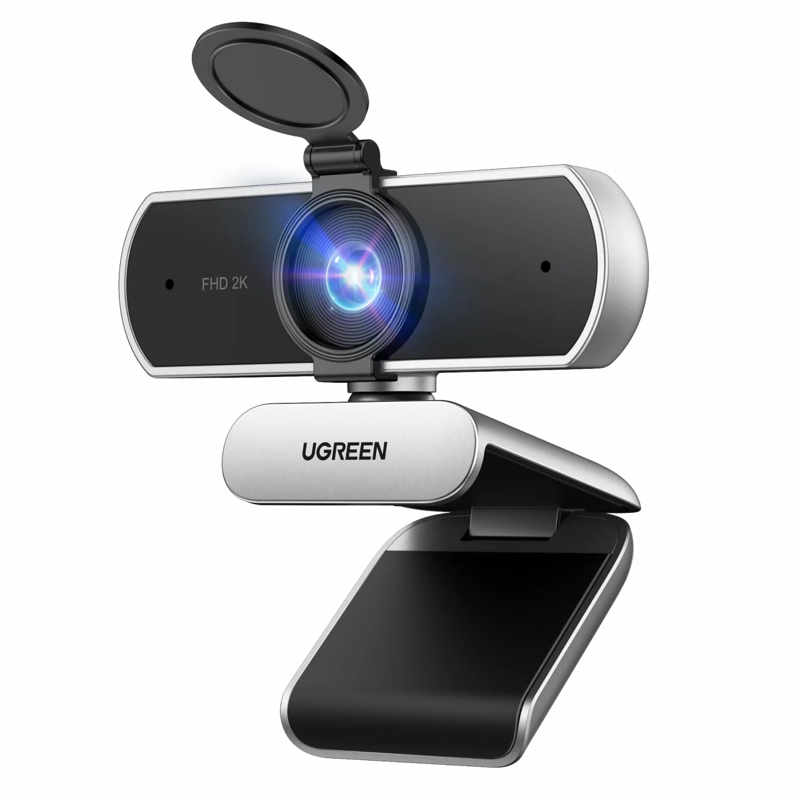 UGREEN Webcam 2K, kamera internetowa z mikrofonem, kamera internetowa do komputera, pole widzenia 80°, kamera internetowa z osłoną prywatności, stała ostrość, automatyczna korekcja światła