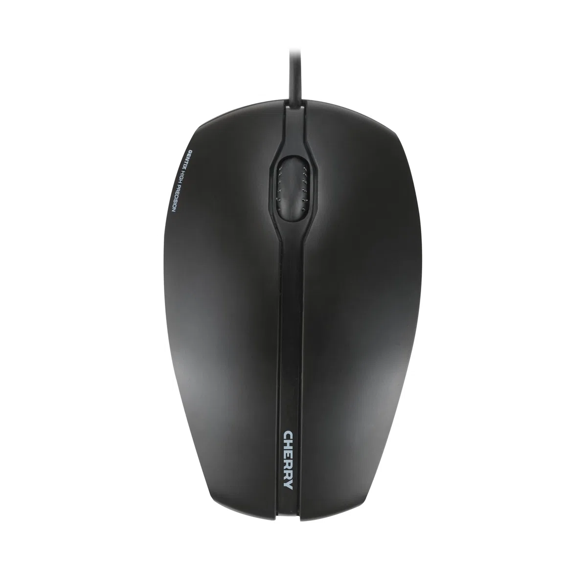 CHERRY GENTIX Corded Optical Mouse, przewodowa mysz z 3 przyciskami i czujnikiem optycznym o wysokiej rozdzielczości 1000 dpi, odpowiednia dla użytkowników prawo- i leworęcznych, gumowane boki, czarna