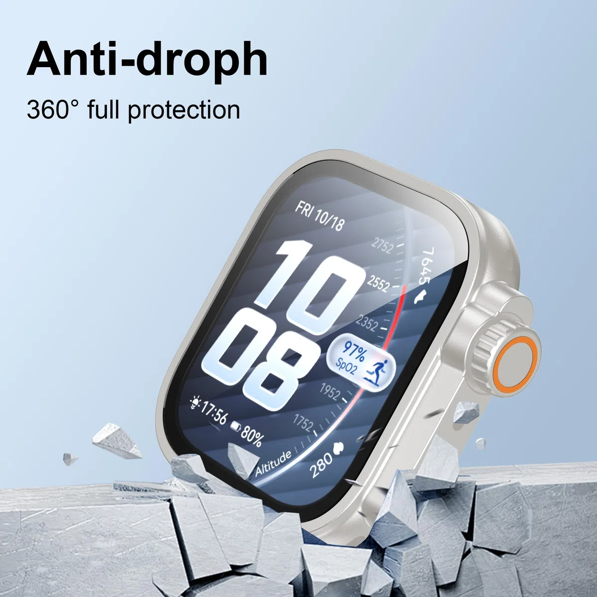 zZjoOoj Etui z folią ochronną do Huawei Watch Fit 5 Pro, całkowita osłona ochronna, wbudowane szkło hartowane ochrona wyświetlacza wysoka czułość, Starlight