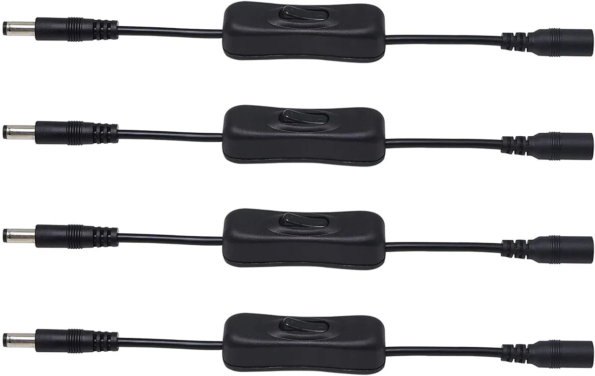 20 cm DC 5,5 mm x 2,5 mm męski do żeńskiego włącznika/wyłączania kabel do kamery bezpieczeństwa LED CCTV (4-opakowaniowe)