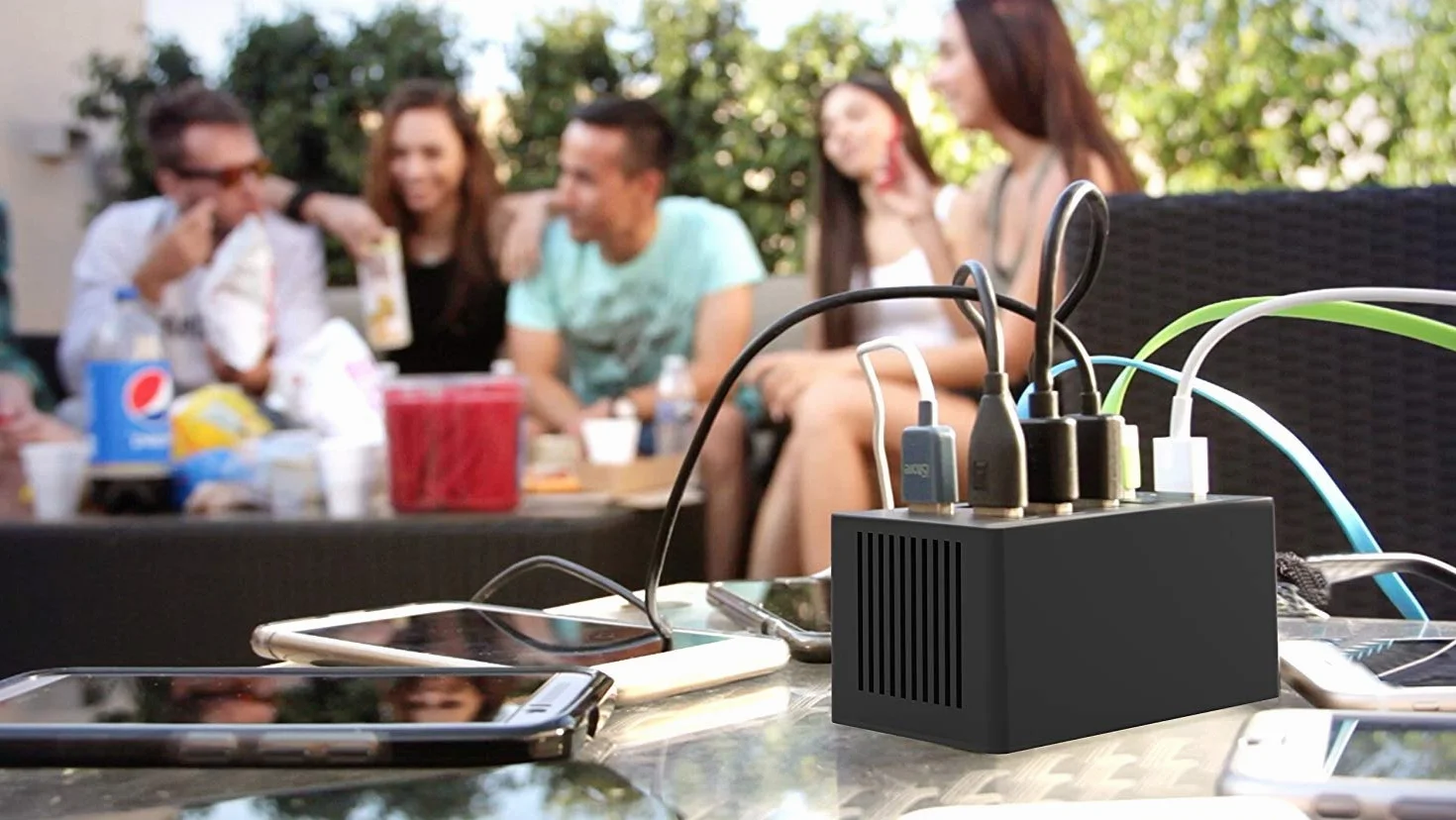 SABRENT Inteligentna ładowarka USB, 60 W, 10 portów, szybka ładowarka z zasilaczem, stacja ładująca Multi USB, ładowarka ścienna kompatybilna z produktami Apple i smartfonami, przenośnymi głośnikami