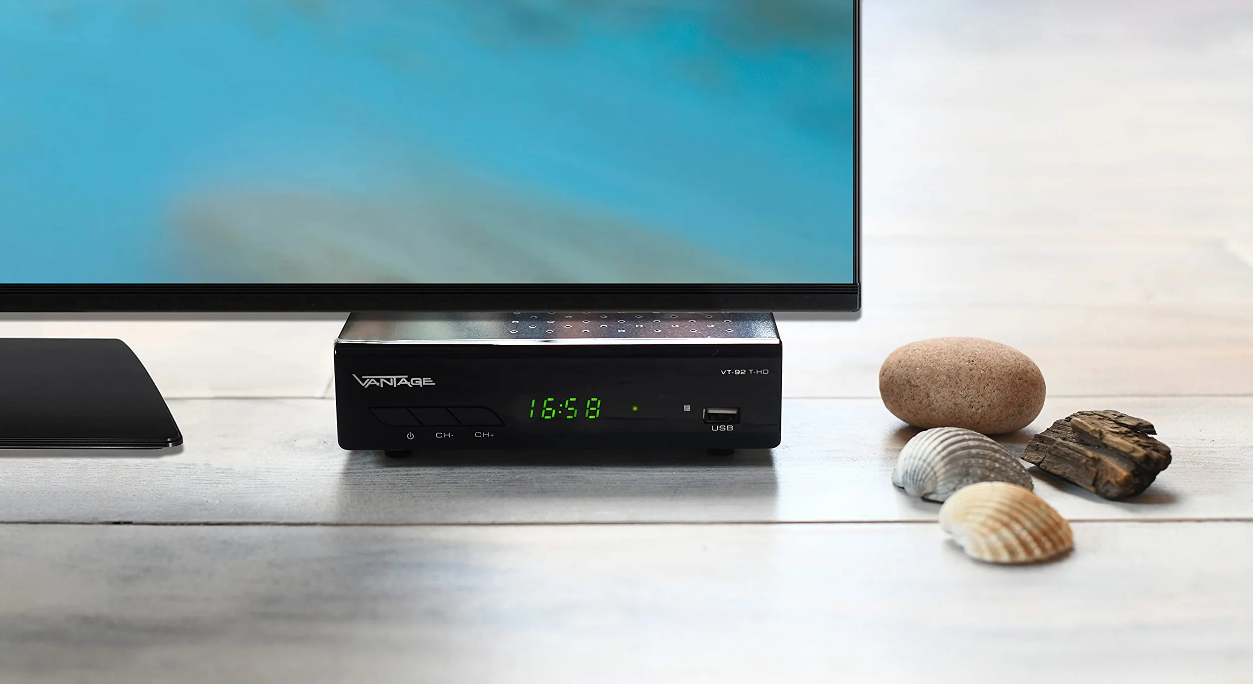 Vantage VT-92 T-HD Odbiornik DVB T2 HEVC HDMI USB SCART Czarny