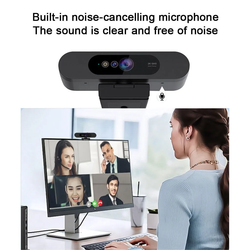 2K Webcam Z Mikrofonem, Kamera Komputerowa USB Do Laptopa, Komputera Stacjonarnego, PC HD Web Camera Do Rozmów Wideo, Strimowania Gier I Spotkań Online