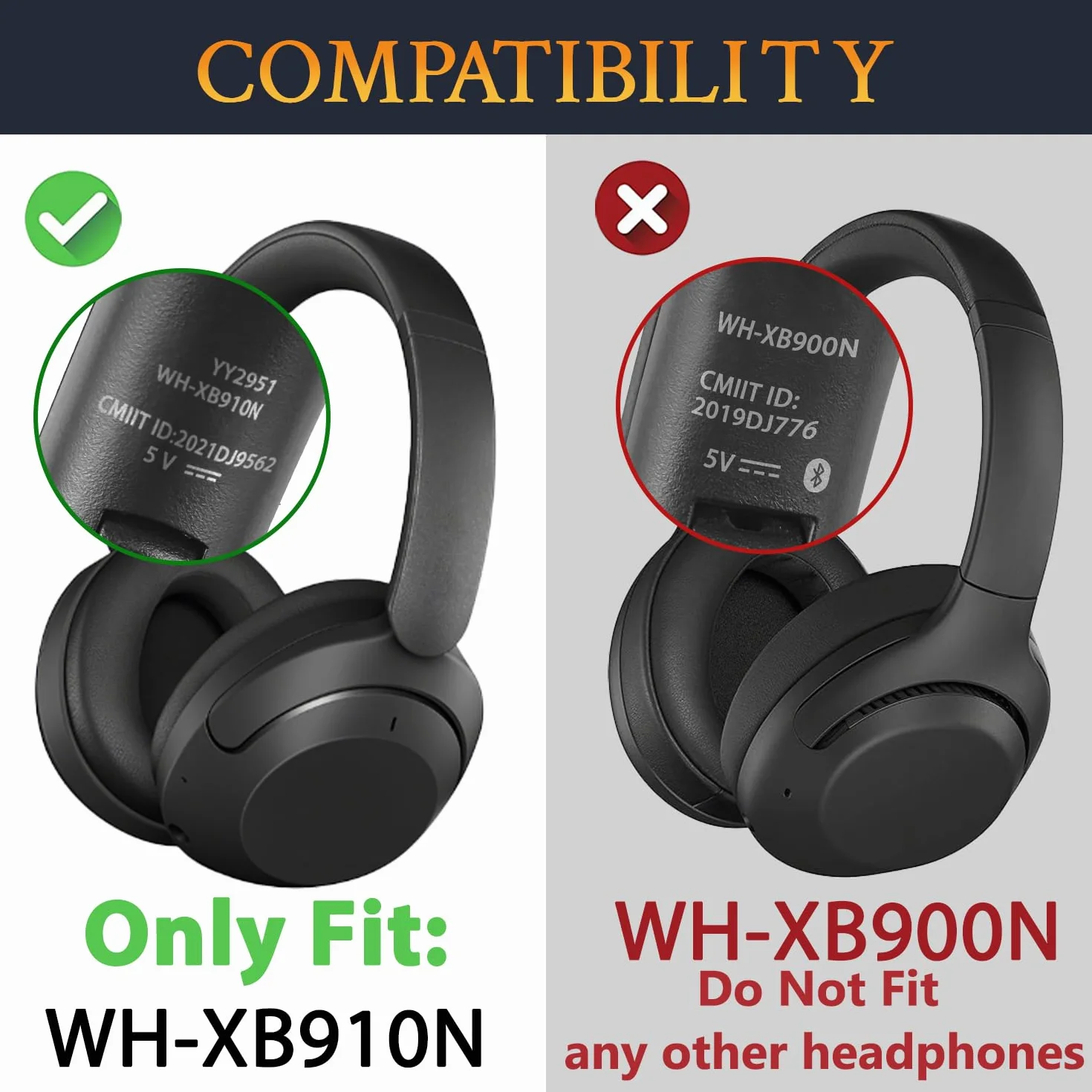 SOULWIT Boczna osłona pałąka na głowę Suwak zewnętrzny i wewnętrzny do Sony WH-XB910, XB910N Extra Bass z redukcją szumów (nie pasują do WH-XB900N) słuchawek, zestaw akcesoriów naprawczych