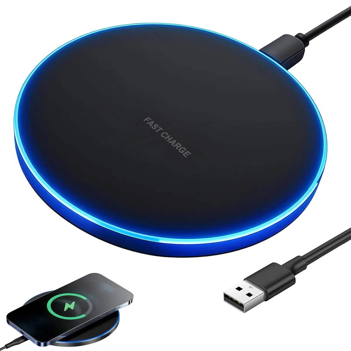 Bezprzewodowa ładowarka indukcyjna 35 W, ładowarka indukcyjna Qi z kablem USB-C, bezprzewodowa ładowarka, kompatybilna z i-Phone 17/16/15/14/13/12, Sam-Sung S25 Ultra/S24+/S23 FE, GOO-gle Pixel 9/8
