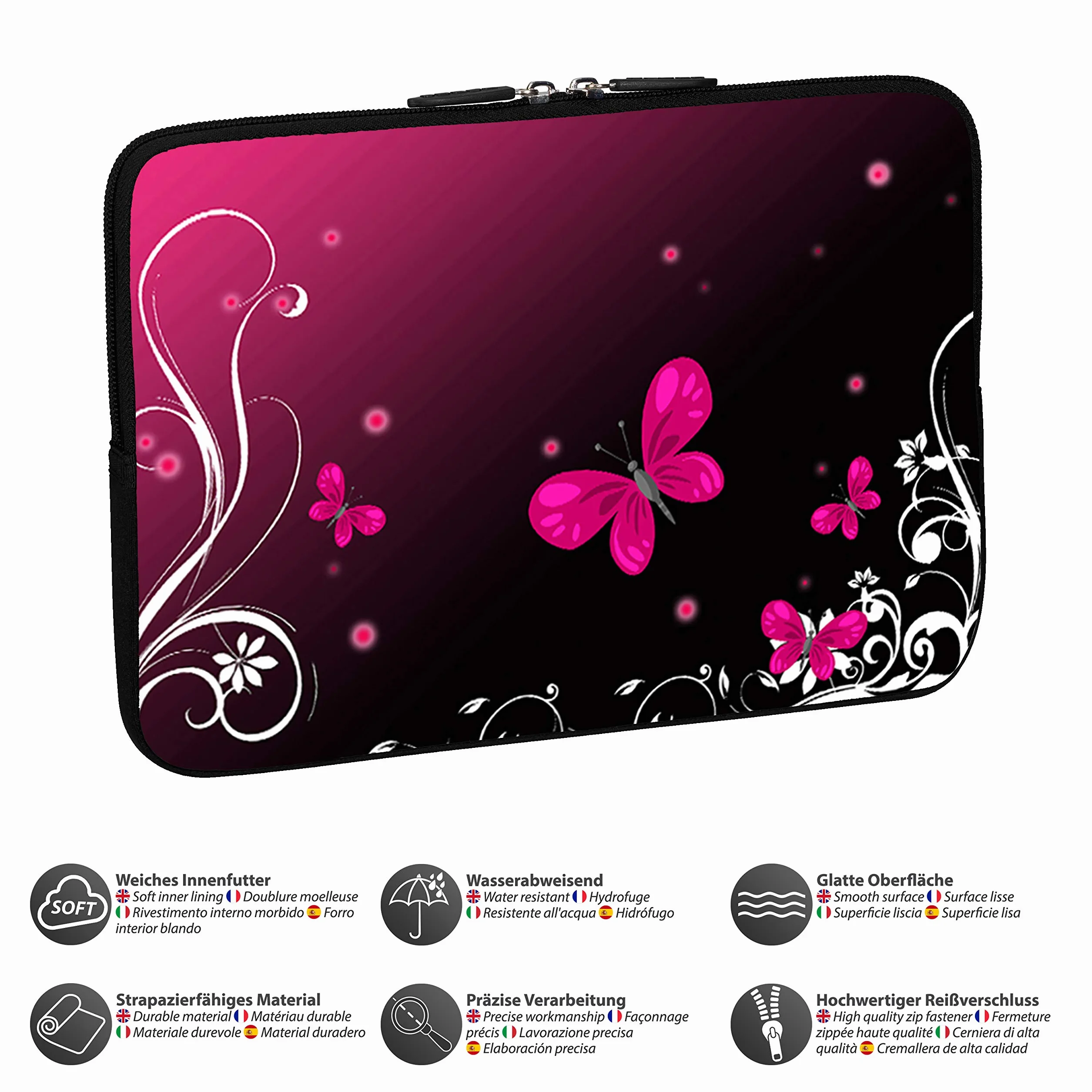 PEDEA Designerski pokrowiec ochronny na notebook do 17,3 cala (43,9 cm), motyl