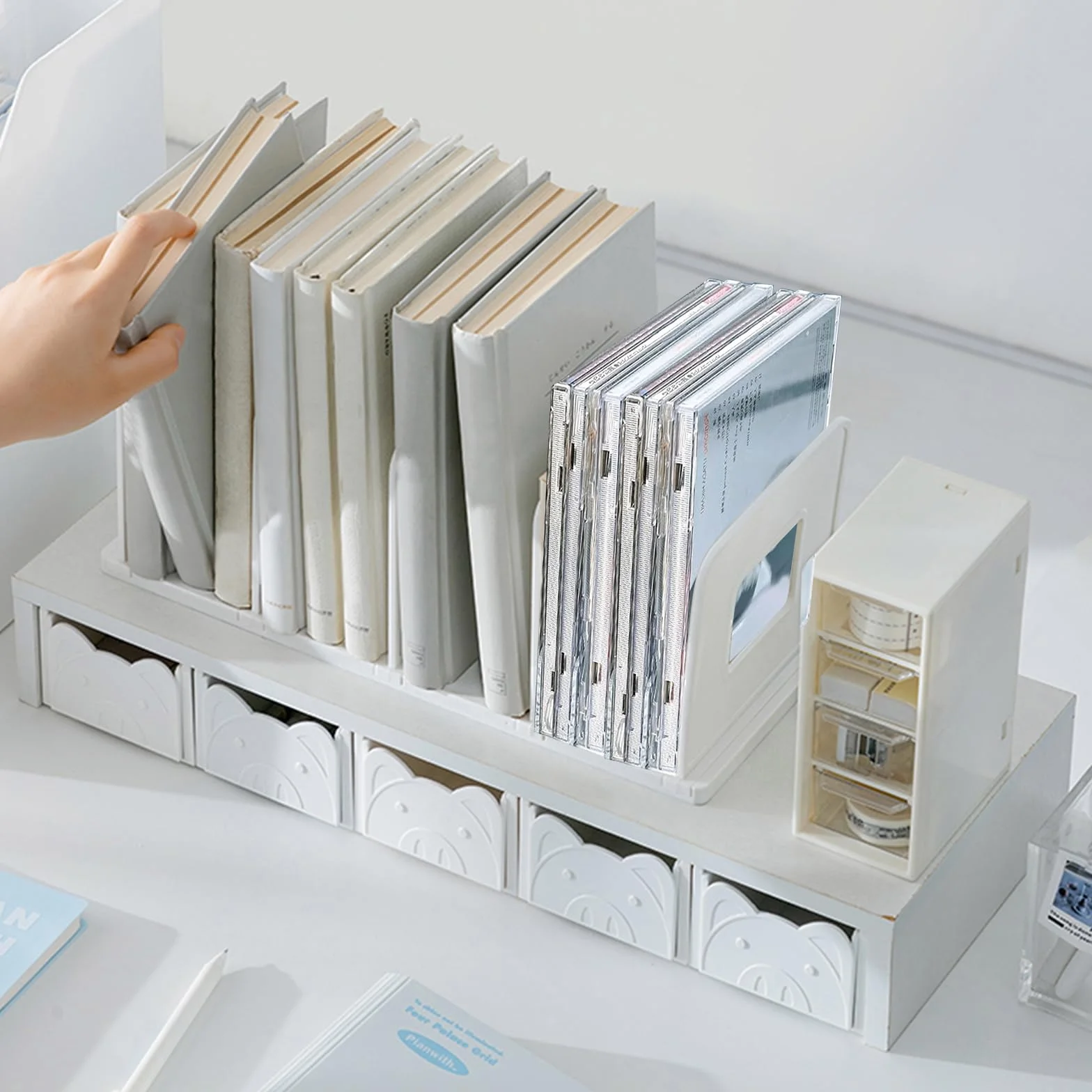 Stojak na płyta CD, DVD, organizator na płyty CD, tworzywo sztuczne, 35 x 15 x 14,5 cm