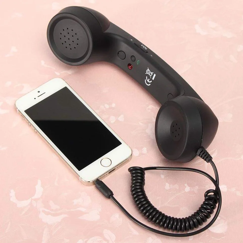 Zestaw słuchawkowy w stylu retro z głośnikiem, mikrofonem, słuchawki do smartfonów i telefonów komórkowych, tabletów, komputerów PC, retro okablowane słuchawki telefoniczne, antyadrowanie, 3,5 mm