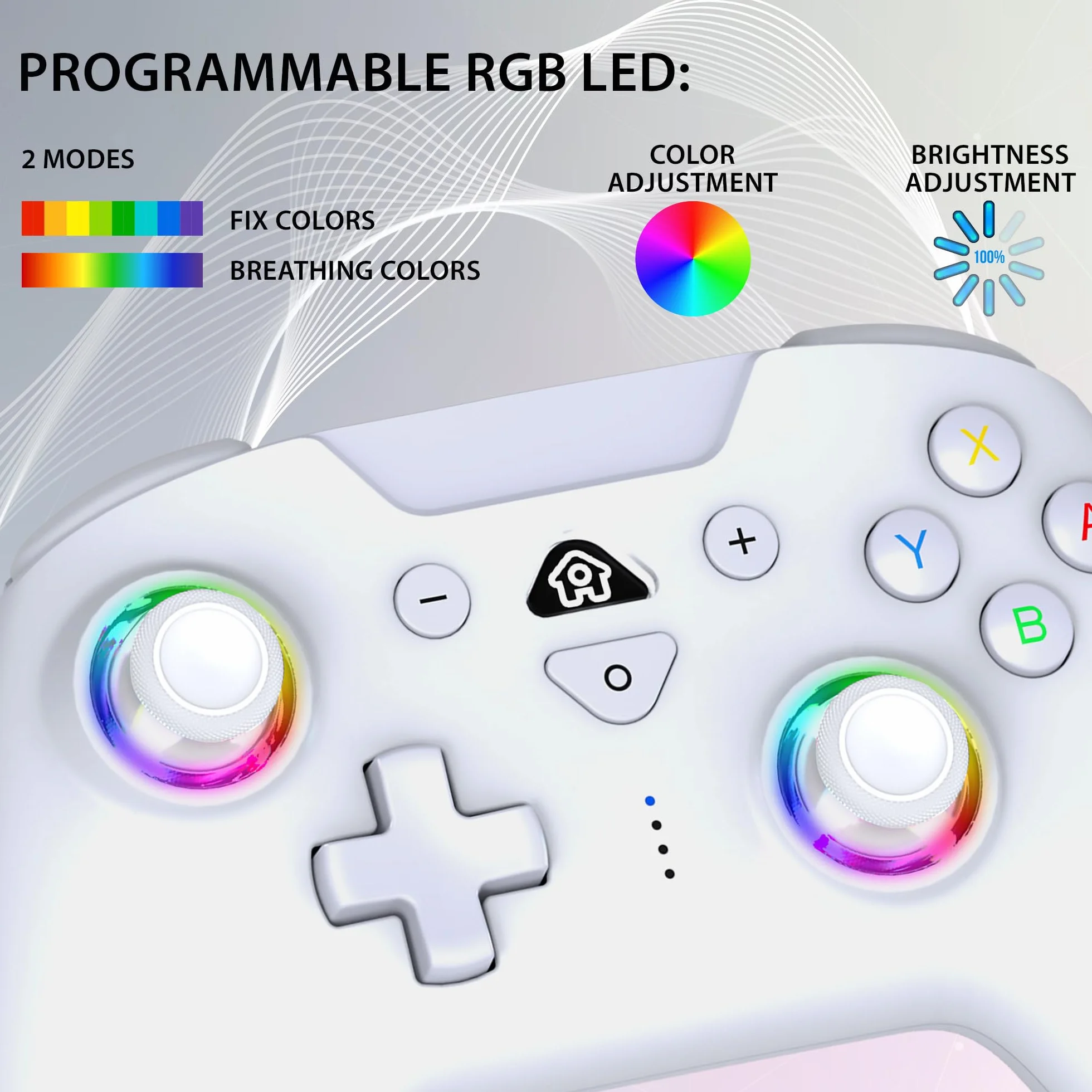 Subsonic Bezprzewodowy kontroler do Switch i Switch Oled – bezprzewodowy kontroler Bluetooth z diodami LED, wibracjami i 6-osiowym żyroskopem – biały