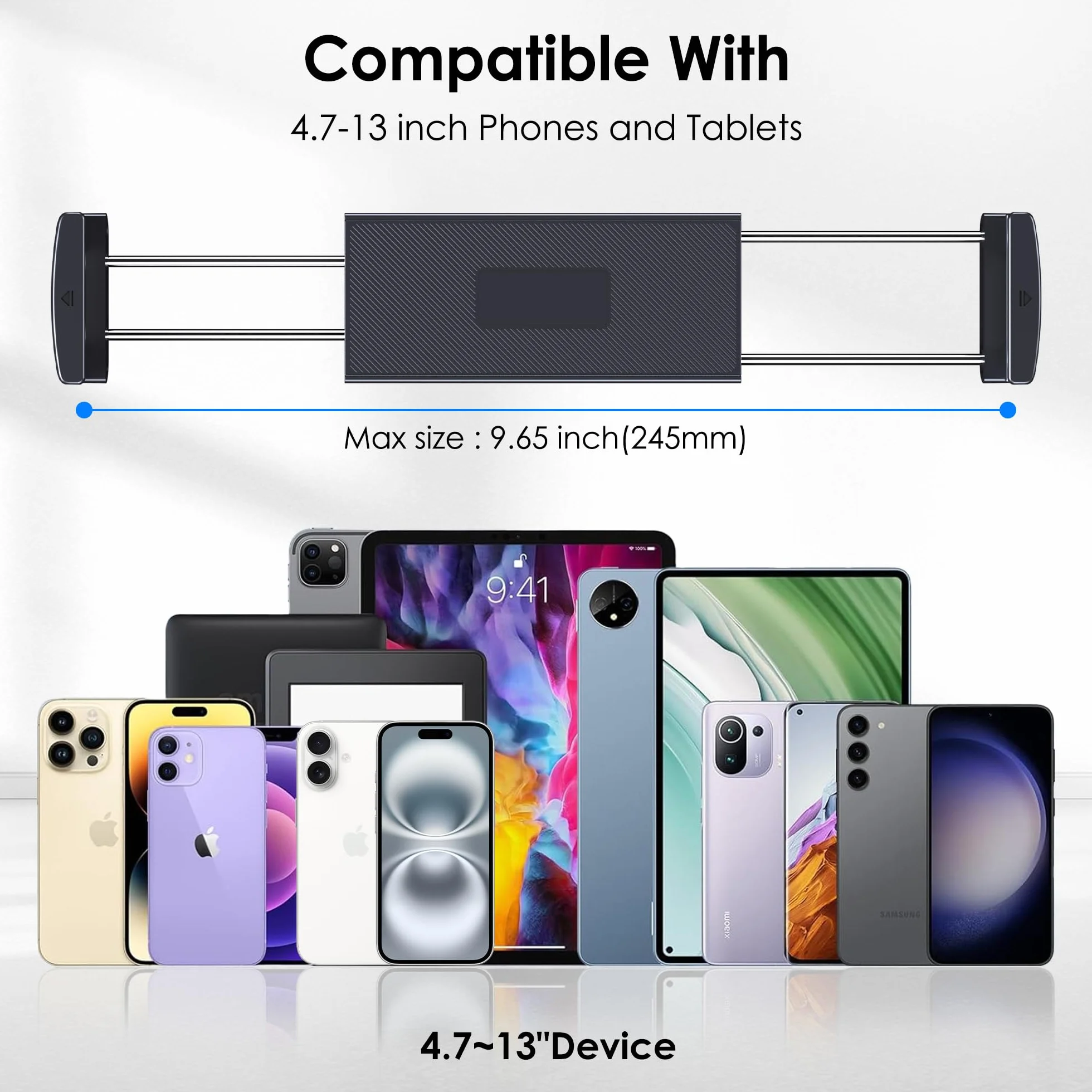 Aluminiowy składany uchwyt ścienny na tablet z regulowaną 360° podstawą obrotową do iPada Pro Air Mini, Galaxy Tab, tabletów 11.9-33.0 cm