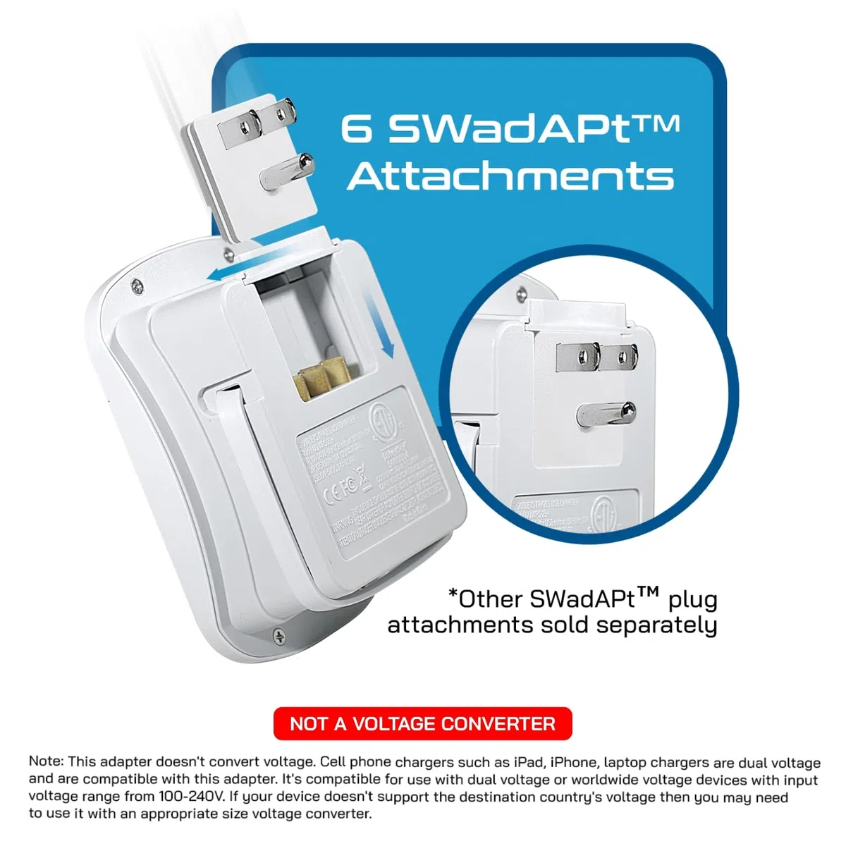 Ceptics World Zestaw adapterów podróżnych – 2 USB + 2 gniazda USA, zawiera adapter do Europy, Wielkiej Brytanii, Chin, Australii, Japonii – idealny do laptopów, telefonów komórkowych i innych urządzeń
