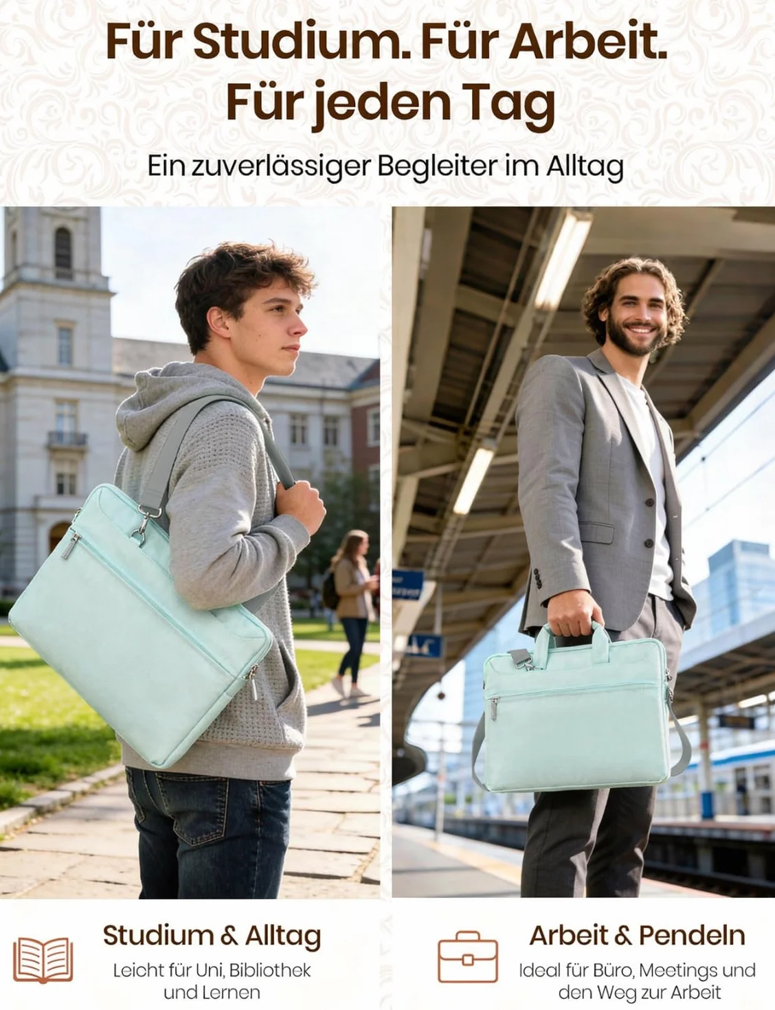 DOMISO torba na laptopa / notebooka, wodoszczelna torba na ramię