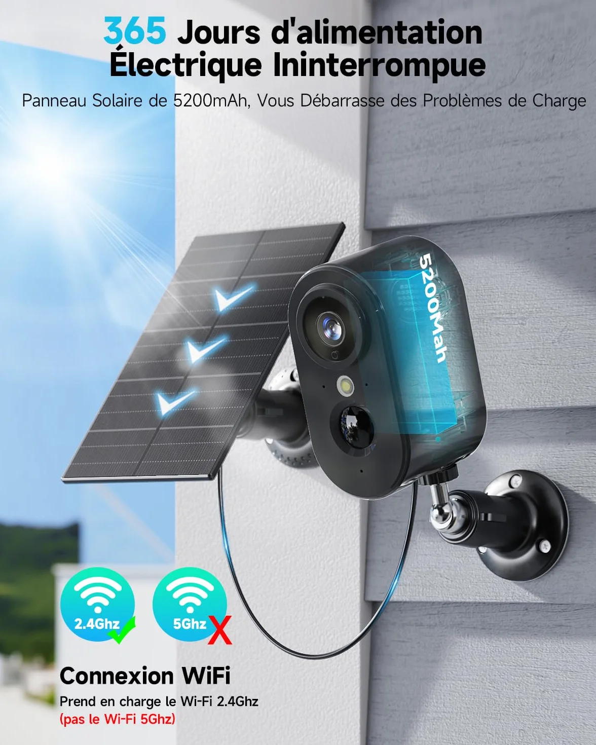 Kamera monitoringowa zewnętrzna Wi-Fi 2K z kolorową noktowizją i panelem solarnym