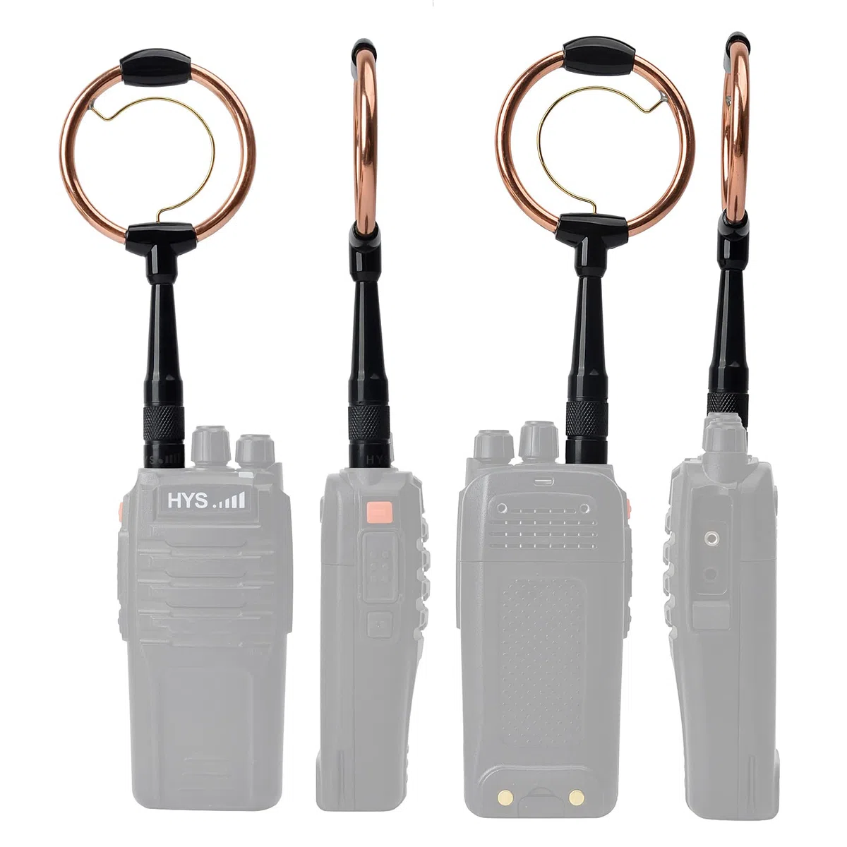 HYS Antena SMA-F Walkie Talkie, dwupasmowa, 144/430 MHz, VHF/UHF, antena pierścieniowa kompatybilna z Kenwood TK-360 TK-370 TK-370G Baofeng UV-5R BF-888S HYT 2-drożne radio