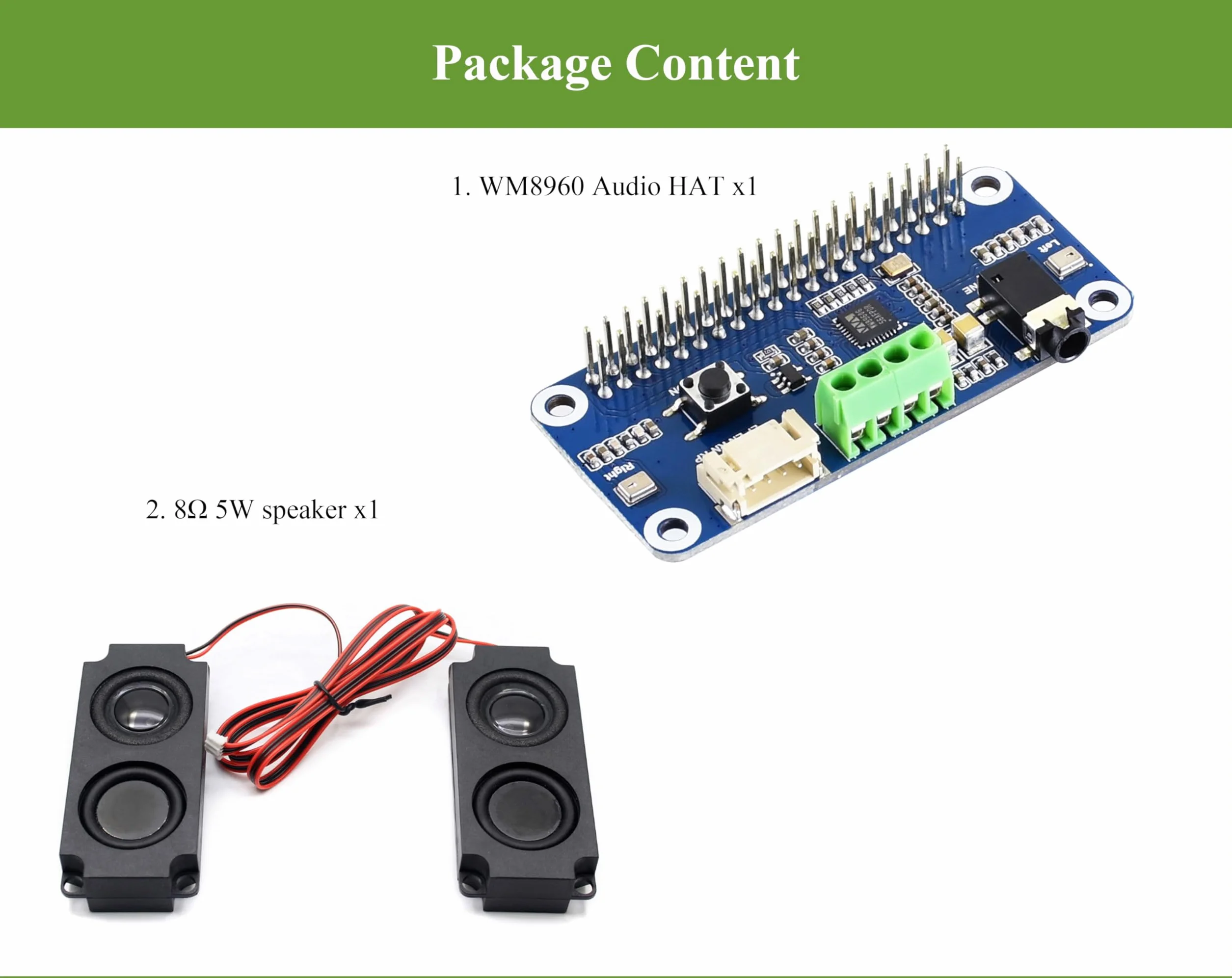 WM8960 czapka z kartą dźwiękową Hi-Fi do Raspberry Pi 5, 4B, 3B+, Zero 2W, Zero W, Zero WH