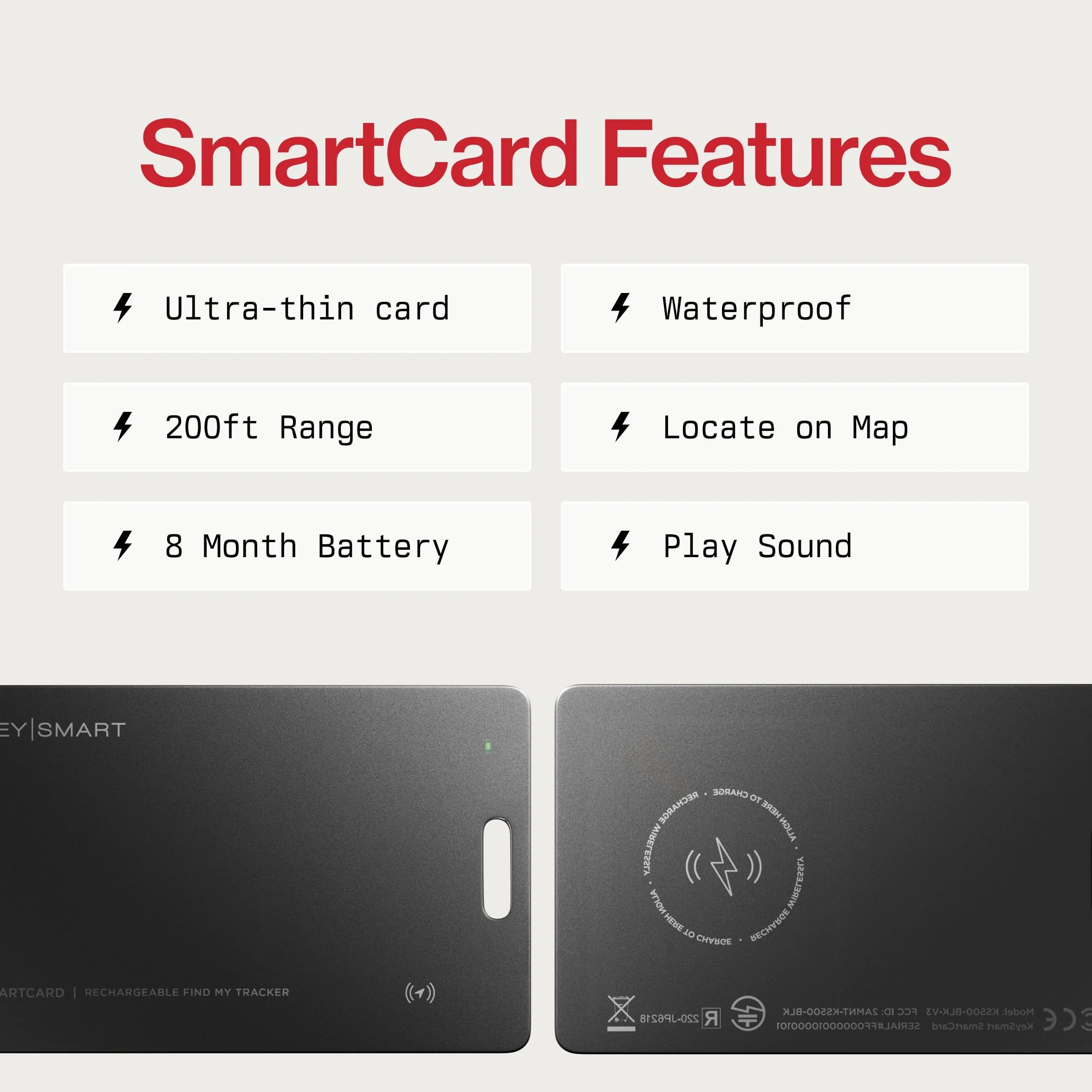 KeySmart SmartCard Wallet Tracker, kompatybilna z Apple Find My App, cienka wyszukiwarka przedmiotów GPS do przywieszek bagażowych, urządzeń śledzących GPS, śledzenie Bluetooth z otworem na breloczek