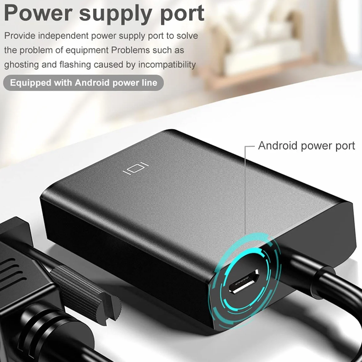 Konwerter VGA na HDMI 1080P 60 Hz z kablem audio i zasilaczem