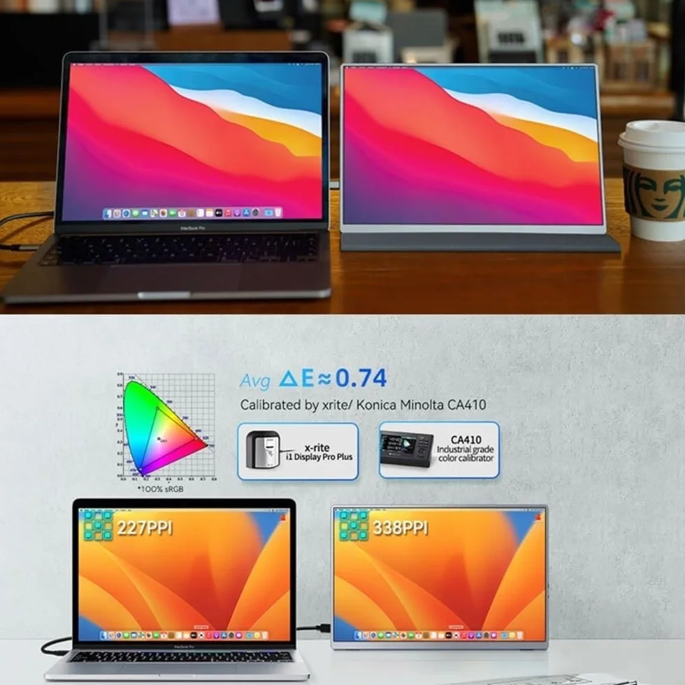 Monitory przenośne 4K 13,4 cala 60 Hz 500 nitów do laptopów, telefonów komórkowych, konsol do gier i rozszerzonego wyświetlacza