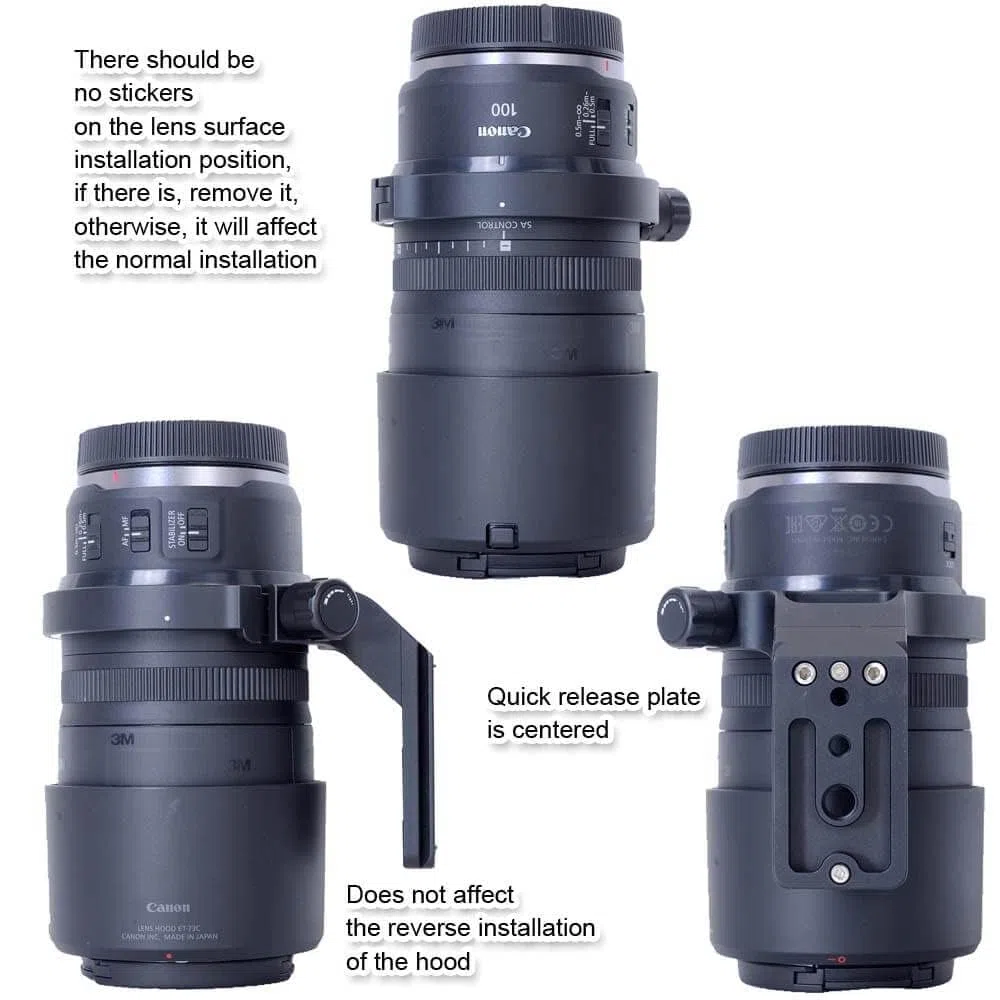 iShoot Kołnierz obiektywu pierścień do montażu na statywie kompatybilny z Canon RF 100 mm f/2,8 l makro IS USM, uchwyt wspornika obiektywu dolny jest Arca-Swiss Fit płyta szybkiego zwalniania do Arca