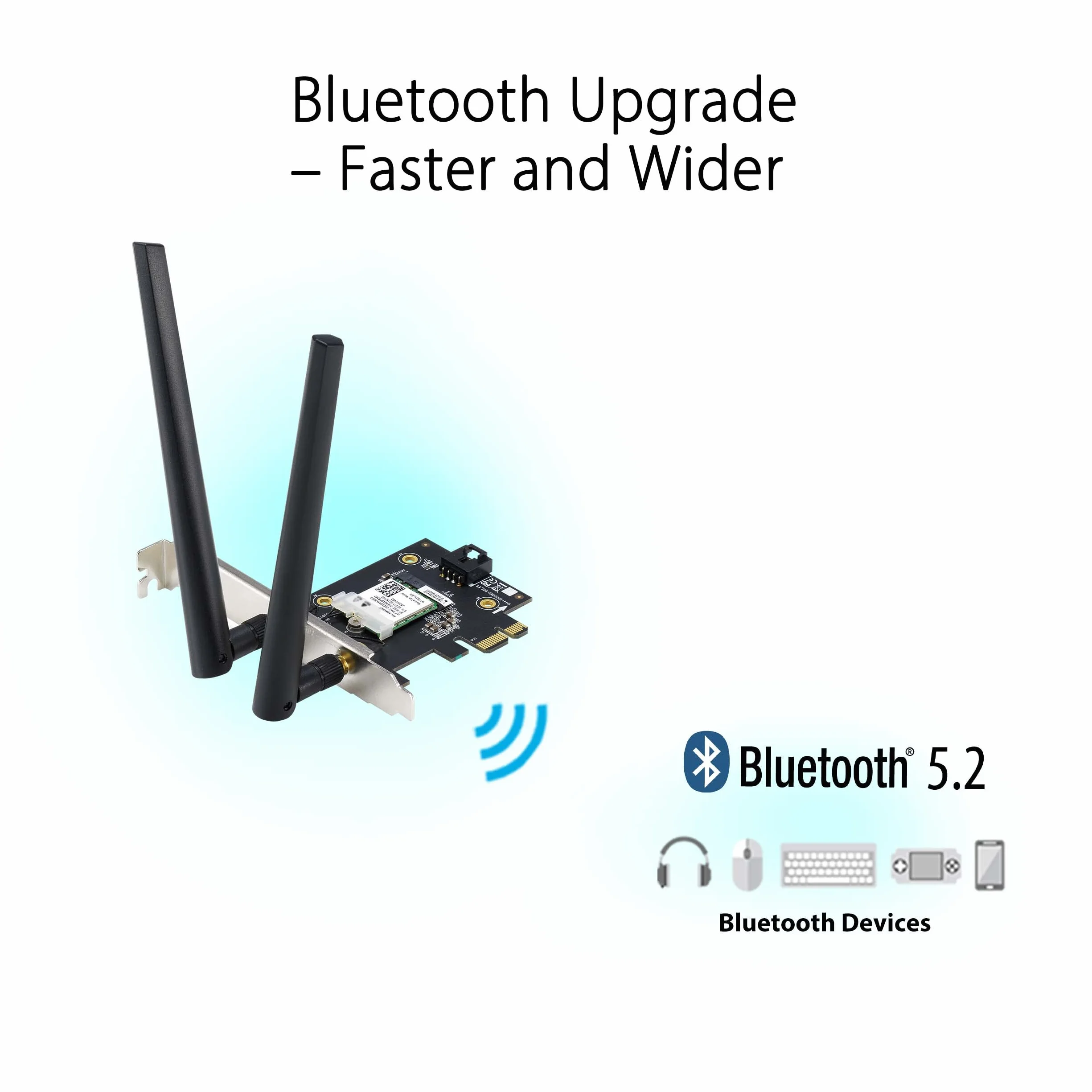 Asus (PCE-AXE5400) AXE5400 Wi-Fi 6E trójpasmowy adapter PCI Express, Bluetooth 5.2, OFDMA i MU-MIMO