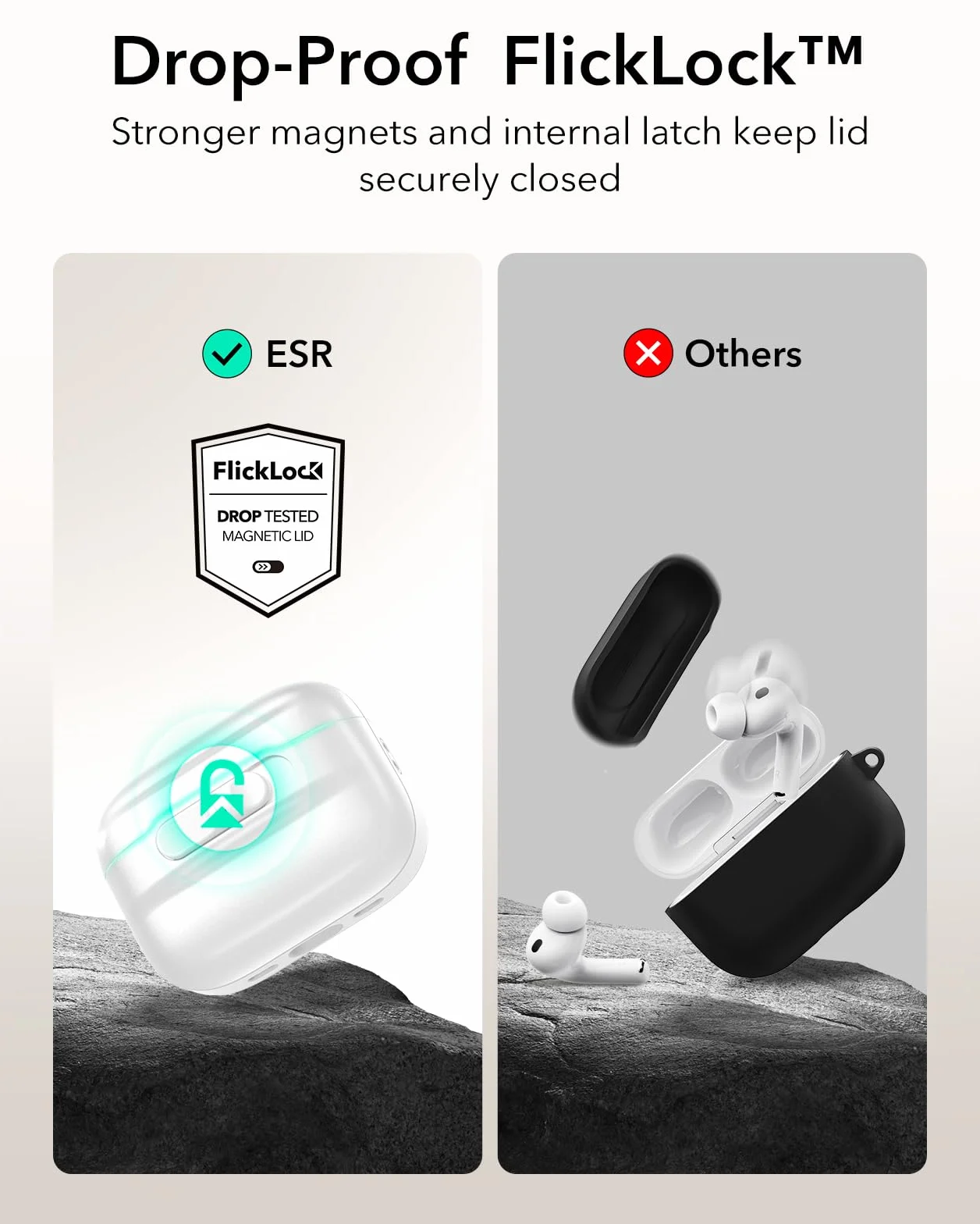 ESR Etui na słuchawki AirPods Pro (2025) z zamkiem, seria Pulse, białe