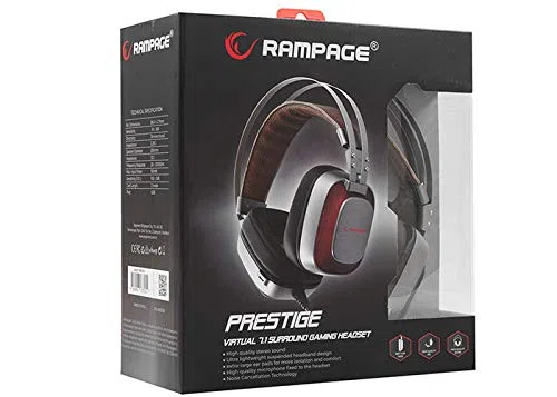 Rampage SN-RW77 PRESTIGE metaliczny szary USB 7.1 ergonomiczne słuchawki gamingowe zestaw z ukrytym mikrofonem