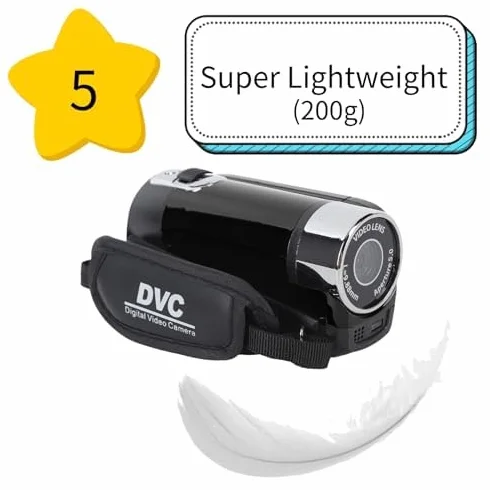 Kamera Wideo, 16x 1080P 30FPS Vlogging Camera Recorder z 2,7-calowym Obrotowym Ekranem TFT, światłem Wypełniającym, Wbudowanym Głośnikiem, obsługą 32 GB, na ślub w Podróży (Czarny)