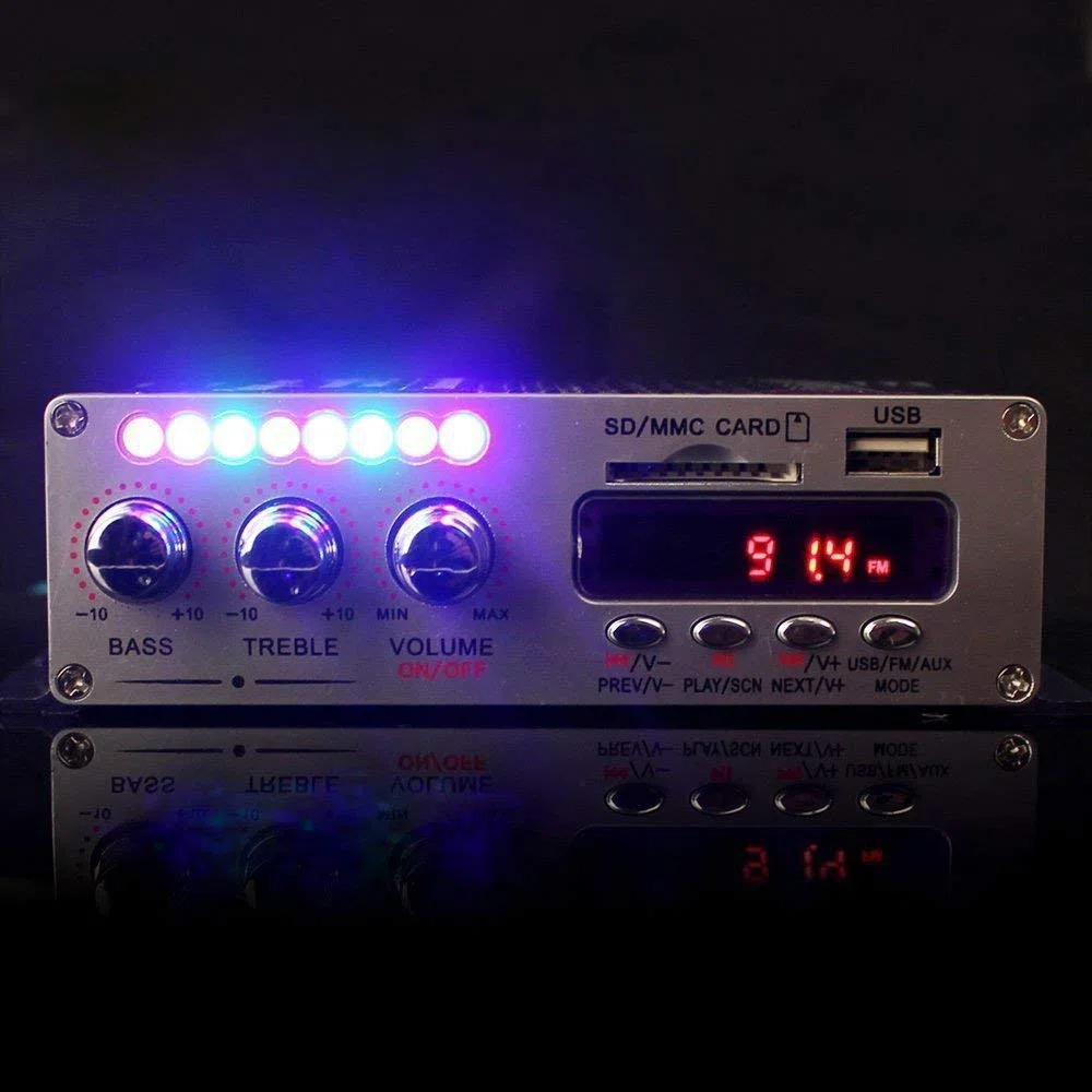 DollaTek 12 V Hi-Fi cyfrowy wzmacniacz audio stereo USB SD DVD FM Audio stereo radio MP3 g?o?nik samochodowy wzmacniacz Bluetooth HiFi Mini 2-kana?owy wy?wietlacz cyfrowy odtwarzacz zasilania do