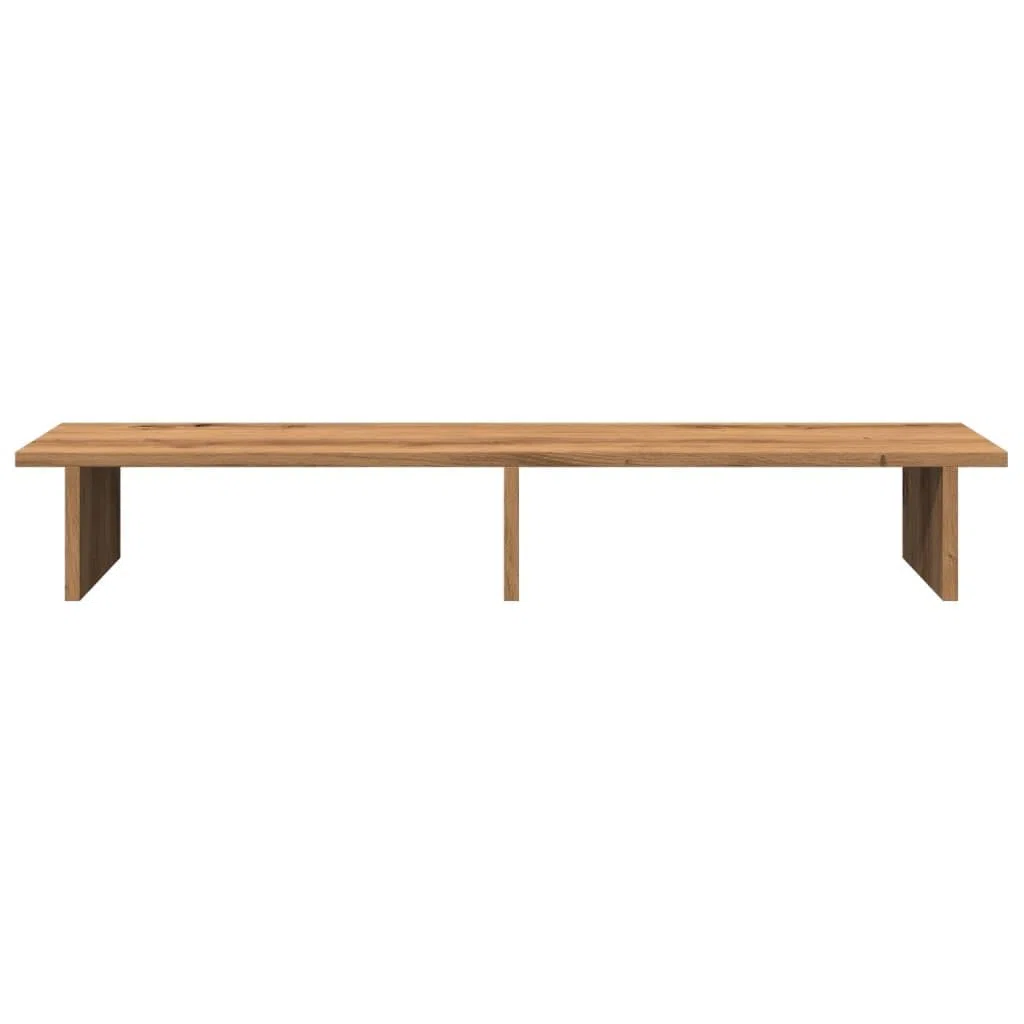 Stojak na monitor z materiału drewnopochodnego, dąb Artisan, 100 x 27 x 15 cm, z półką na klawiaturę i przechowywaniem, ergonomiczny stojak na laptopa do domowego biura, do gier i nauki