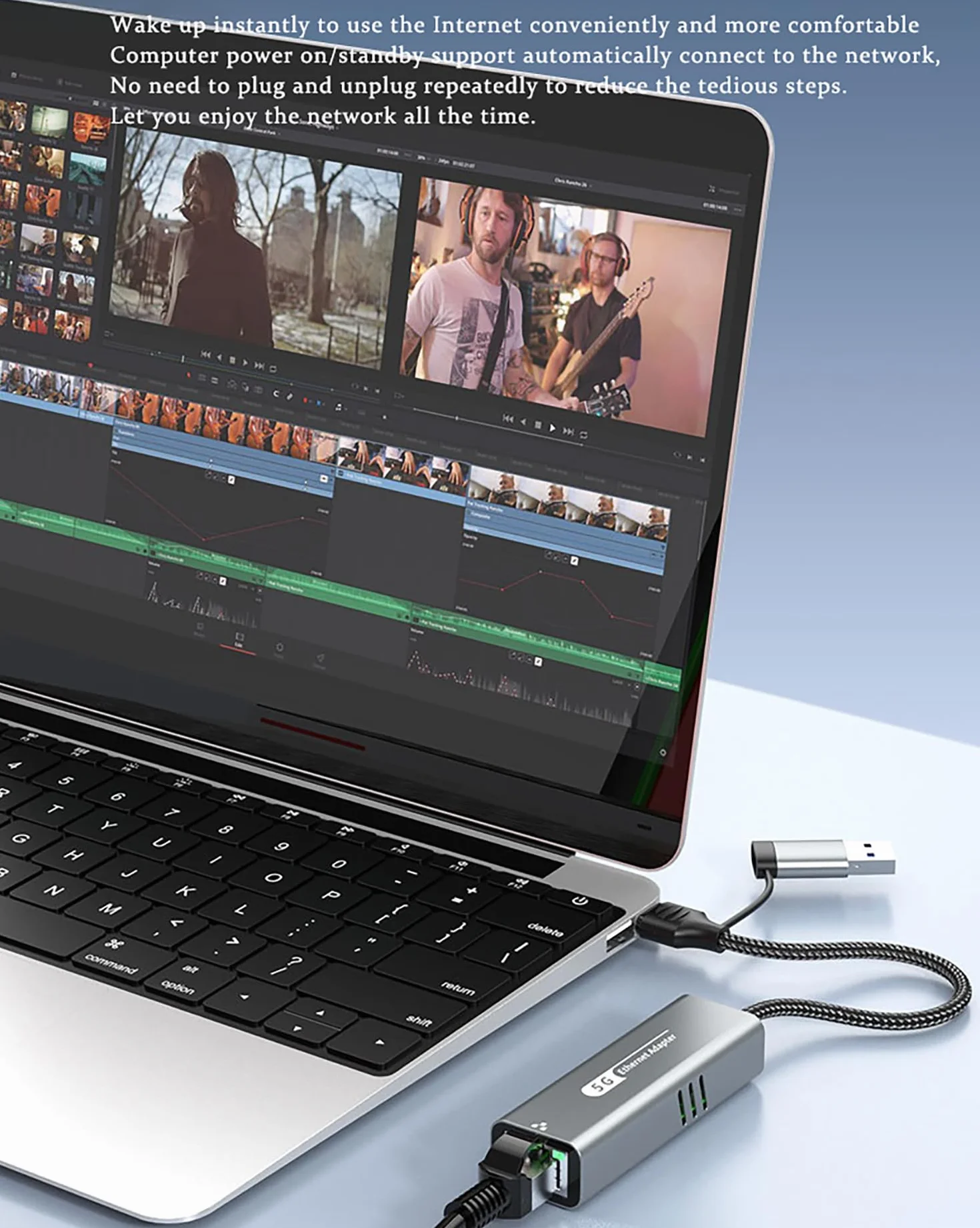 5G USB 3.2 adapter Ethernet z RTL8157, 2 w 1 USB-A/Typ-C na 5 Gbit/s karta sieciowa, konwerter RJ45 LAN do komputera, laptopa, Windows, Mac, OS, Linux (wymagany typ C > 3,2)